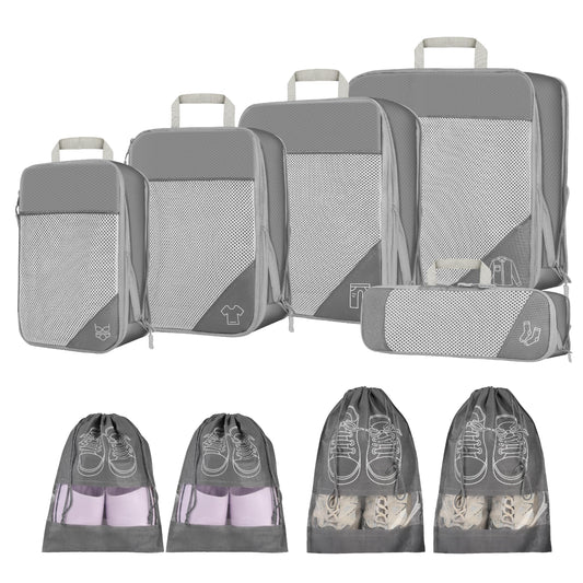 Depcler Ultralight Expandable Travel Packing Organizers Cubes Set Gray NEW