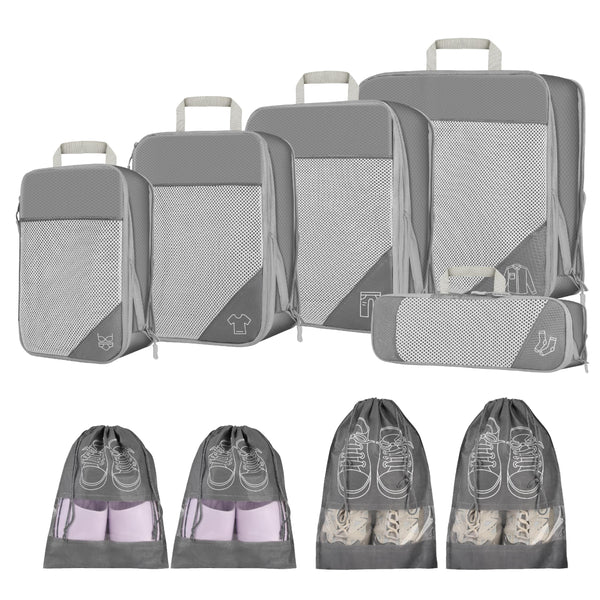 Depcler Ultralight Expandable Travel Packing Organizers Cubes Set Gray NEW