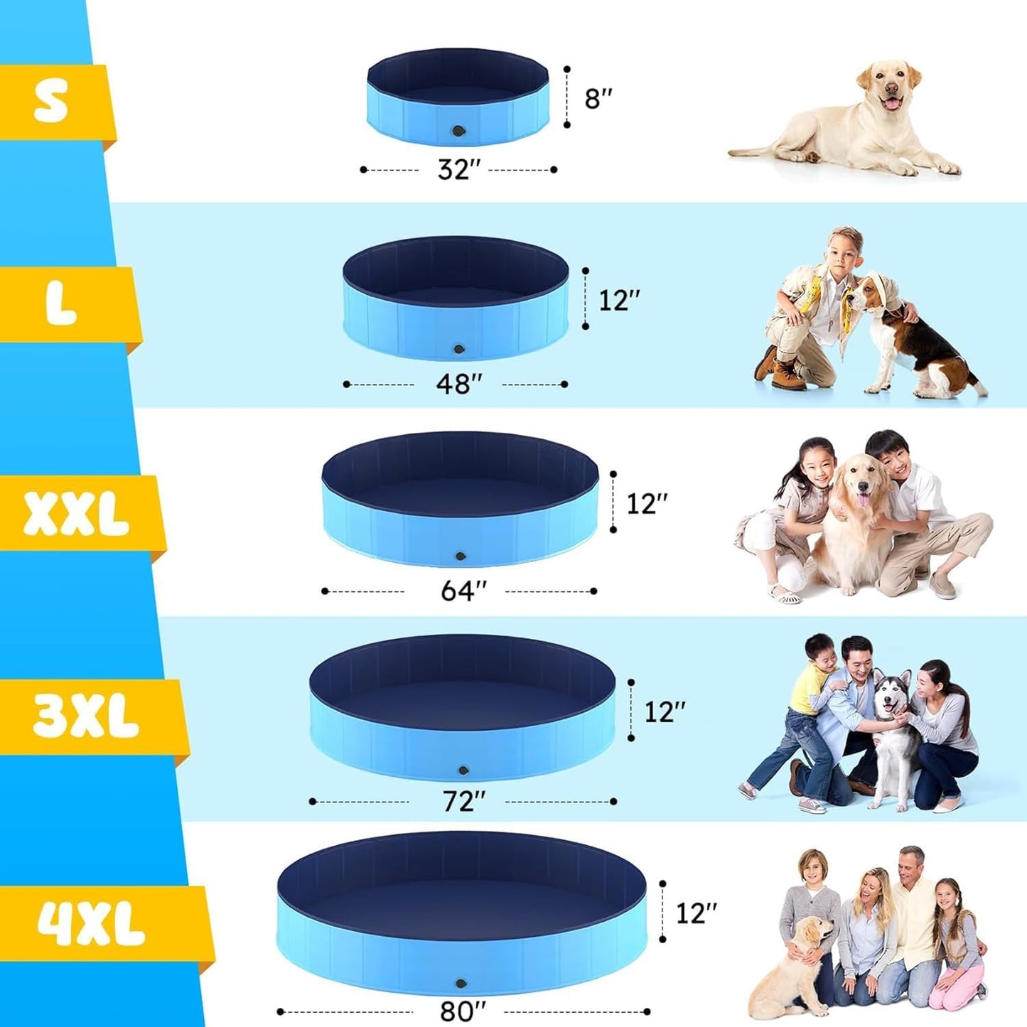 Profully Foldable Kiddie Pool Collapsible Doggie Wading Tub Polyvinyl NEW