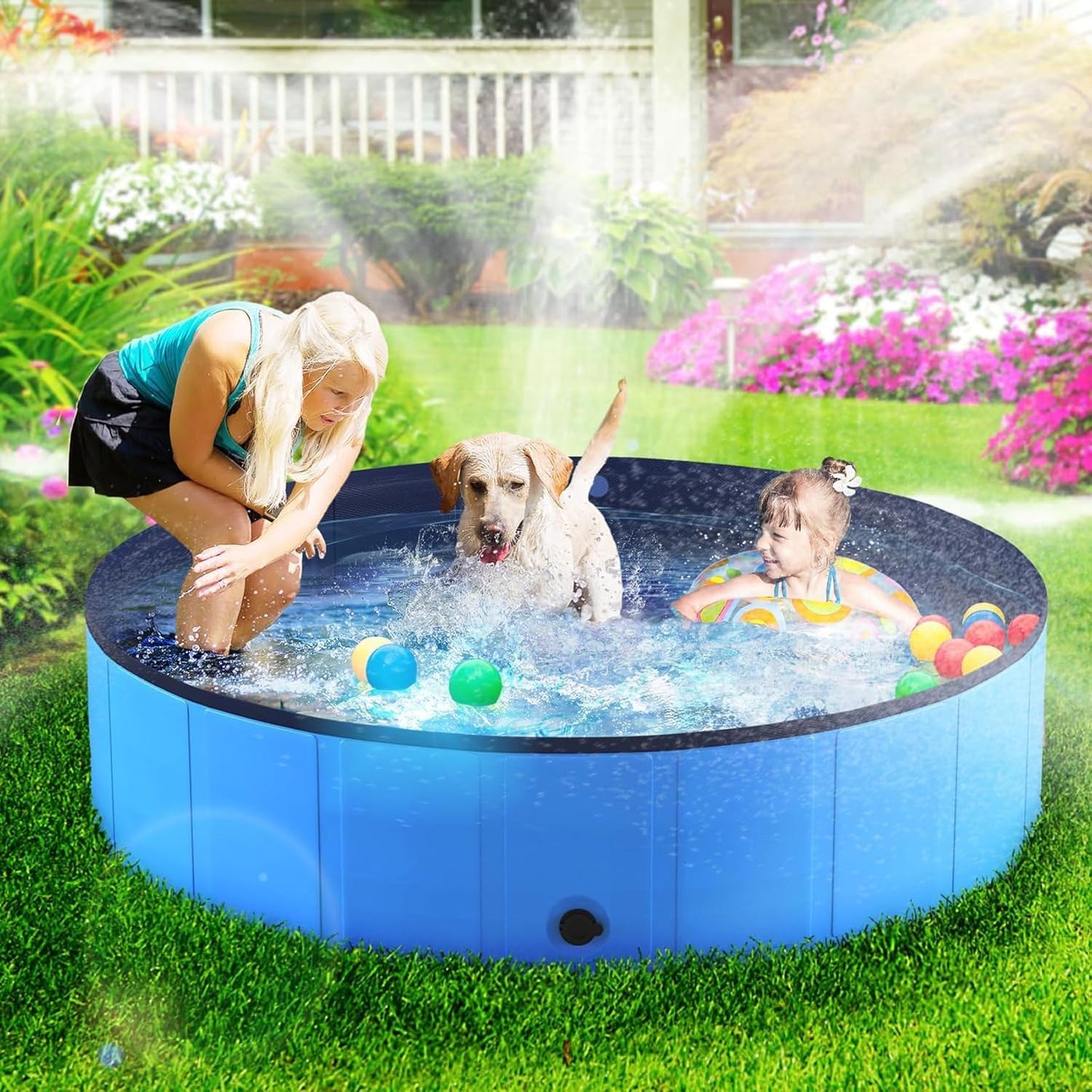 Profully Foldable Kiddie Pool Collapsible Doggie Wading Tub Polyvinyl NEW