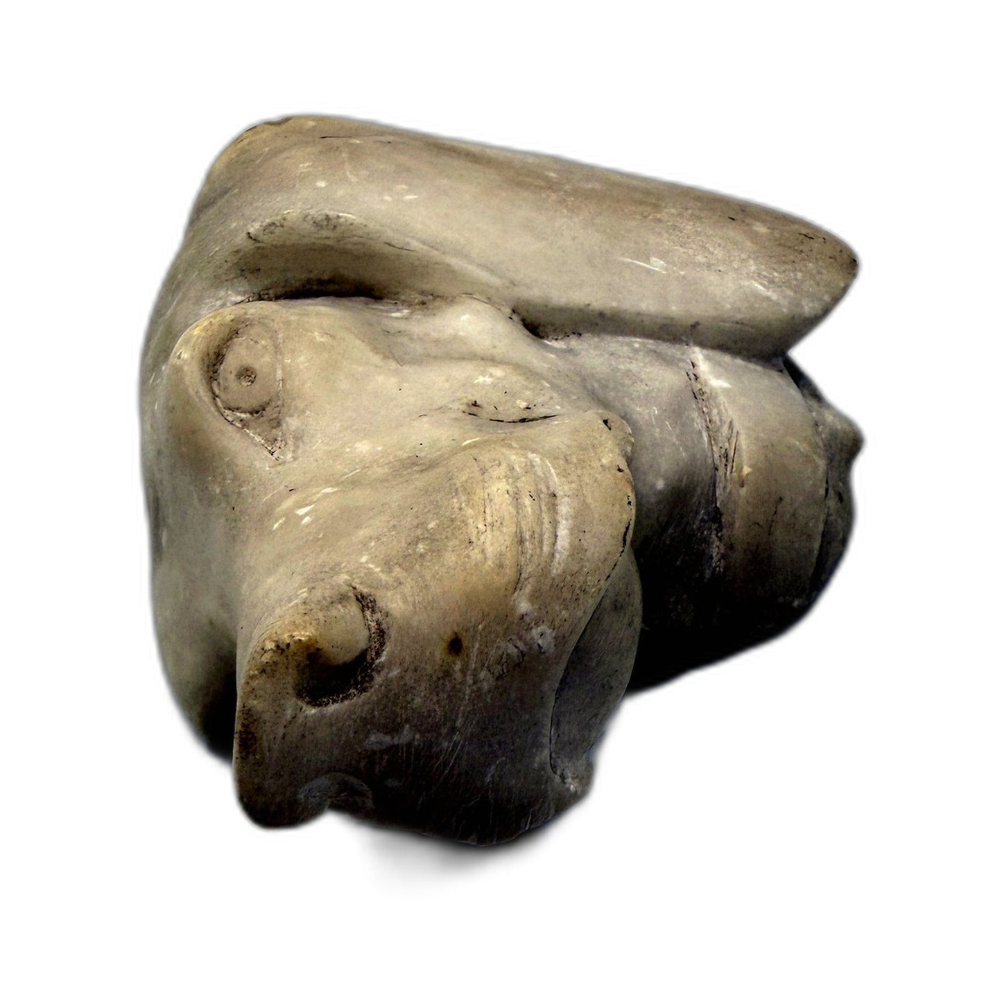 Handcrafted Organic Marble Sculpture Artisan Stone Dog Carving Home Decor 12cm