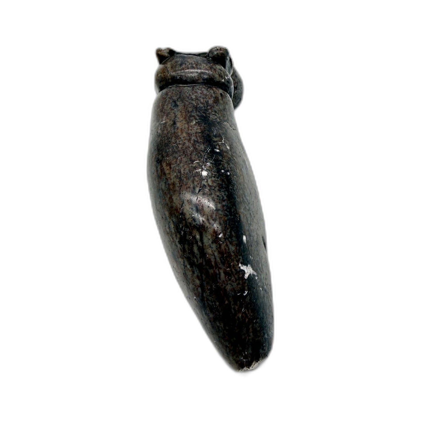 Carved Stone Hippo Figurine Decorative Animal Sculpture Dark Brown Black