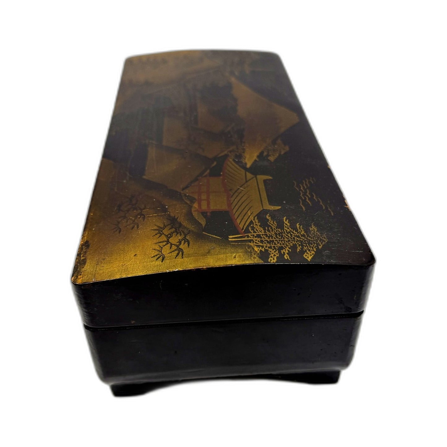 Vintage Antique Musical Collectible Black & Gold Decorative Display Music Box