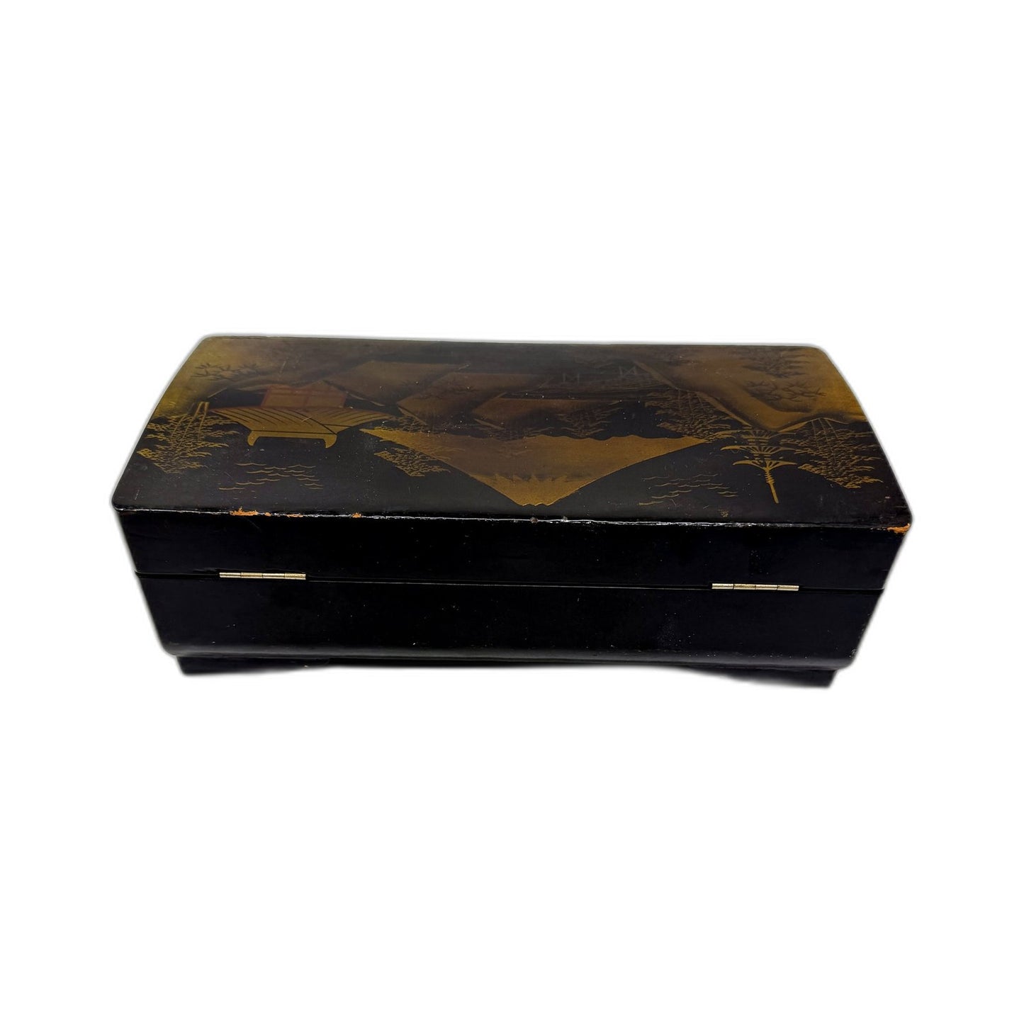 Vintage Antique Musical Collectible Black & Gold Decorative Display Music Box