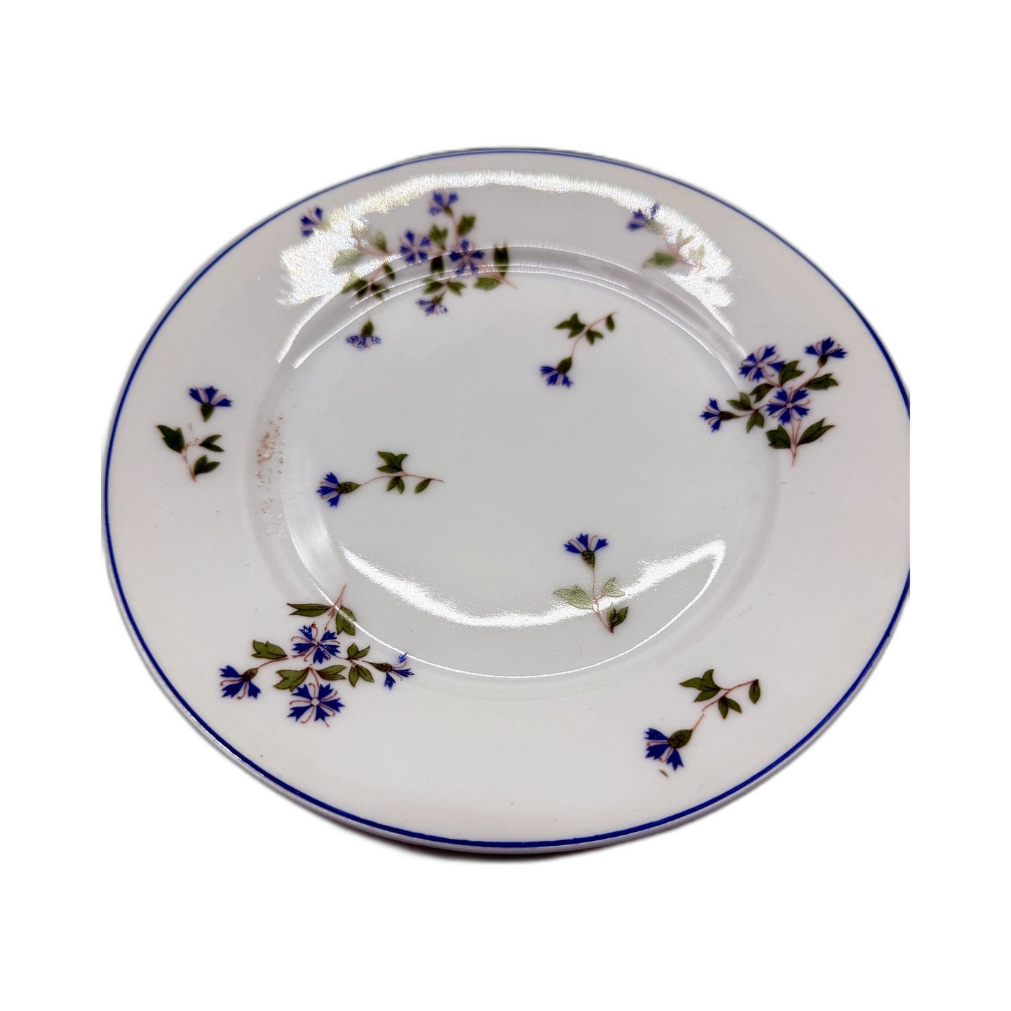 Swiss Made Suisse Langenthal 6Pce Dessert Cake Plate Set Blue Floral Pattern