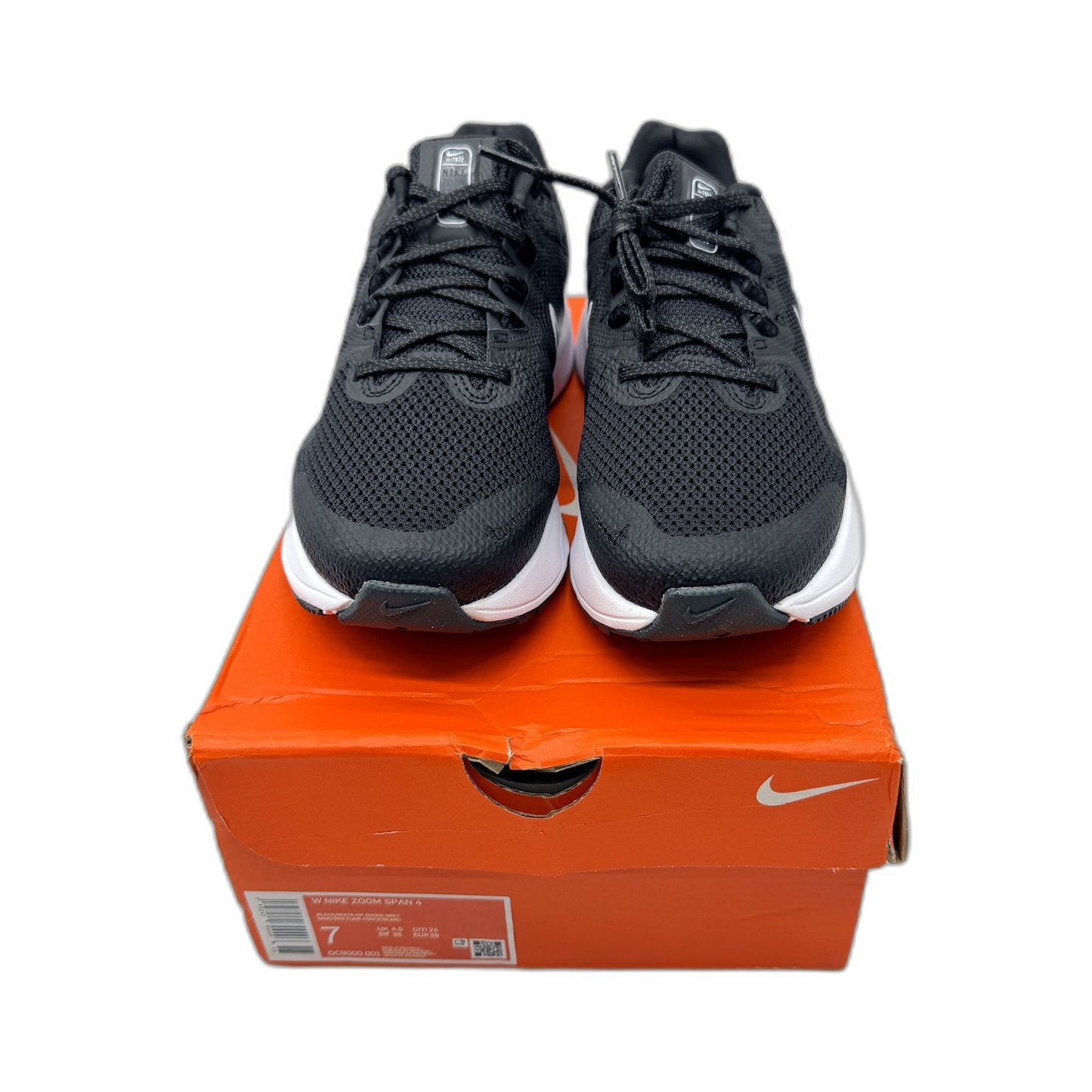 Nike Womens Zoom Span 4 Black/White Running Shoes Size US 7 NEW