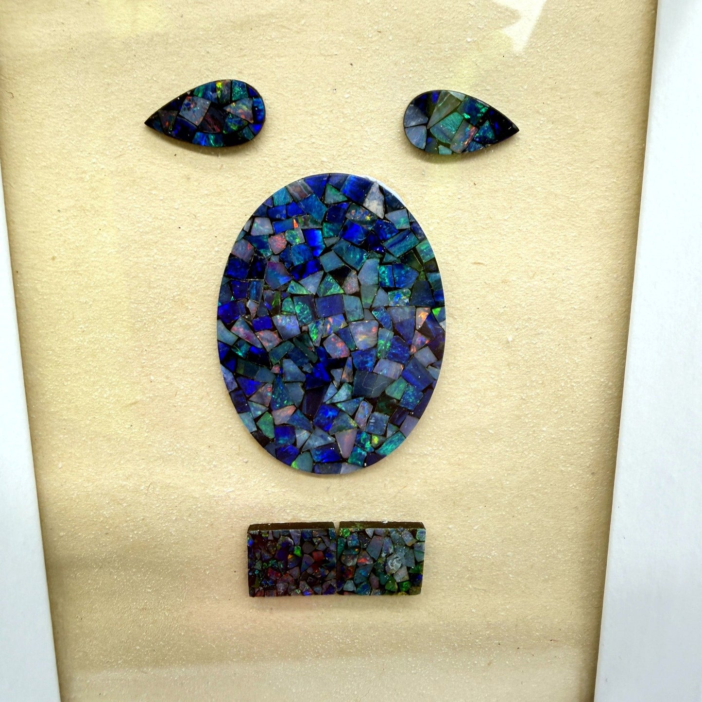 Vibrant Handmade Paua Shell Mosaic Wall Art Decor - Multicolor Framed Artwork