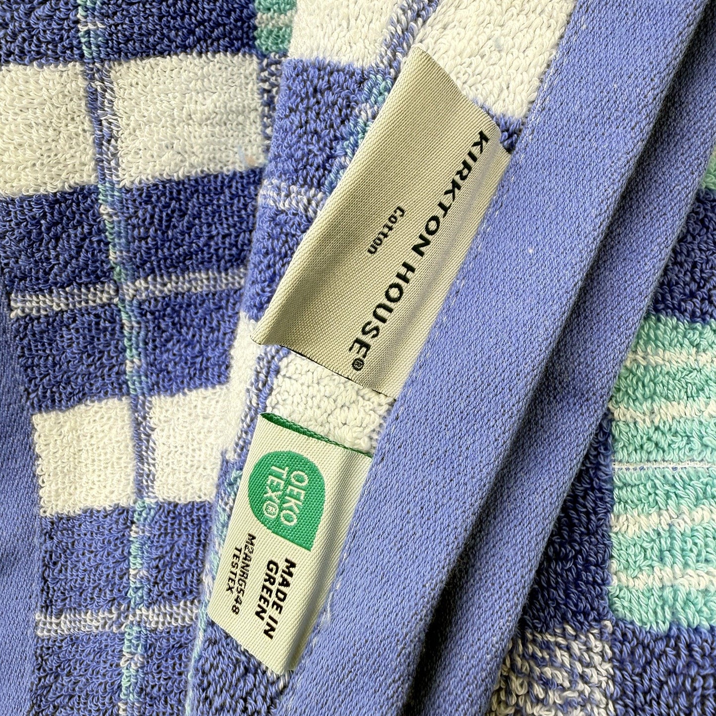 Soft & Absorbent Blue Tone Checkered 2 Pack Standard Bath Towels NEW