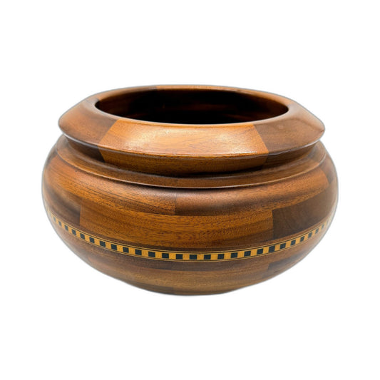Handcrafted Timber Decorative Wooden Large Bowl Planter Pot with Drainage Hole 