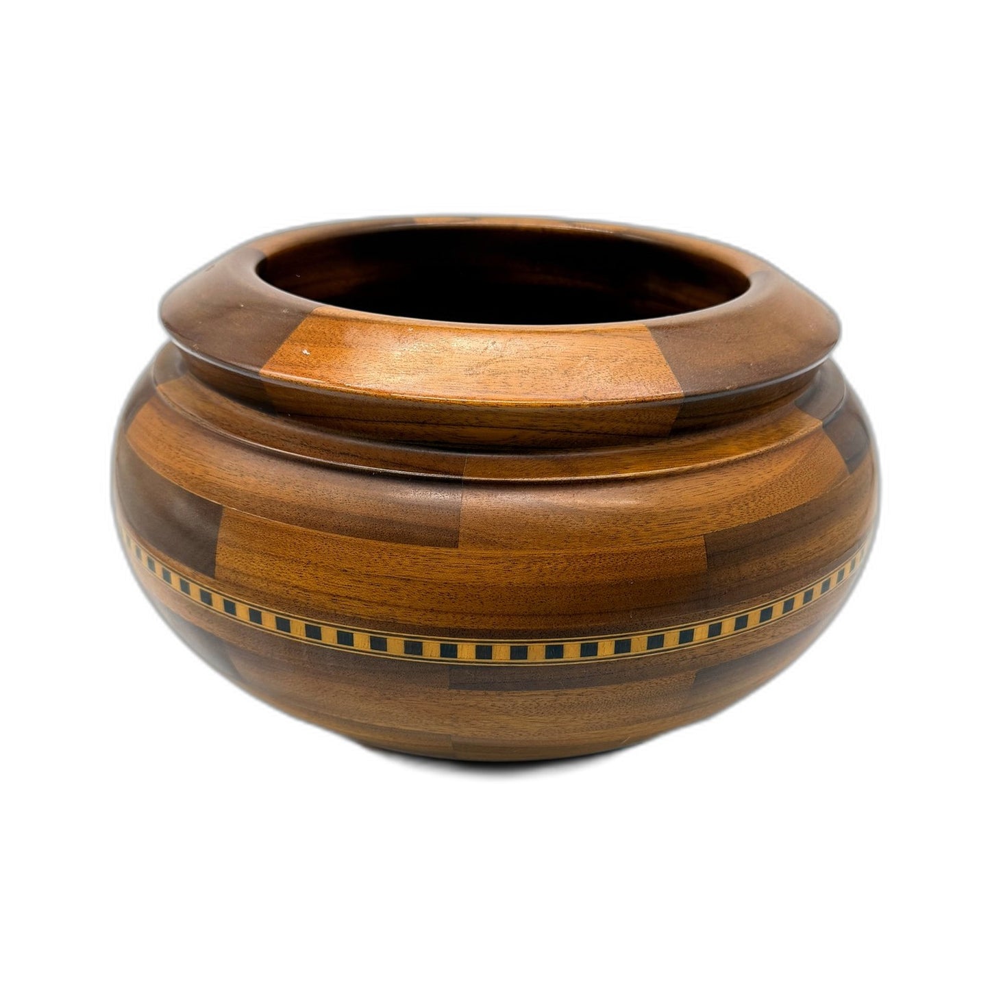 Handcrafted Timber Decorative Wooden Large Bowl Planter Pot with Drainage Hole