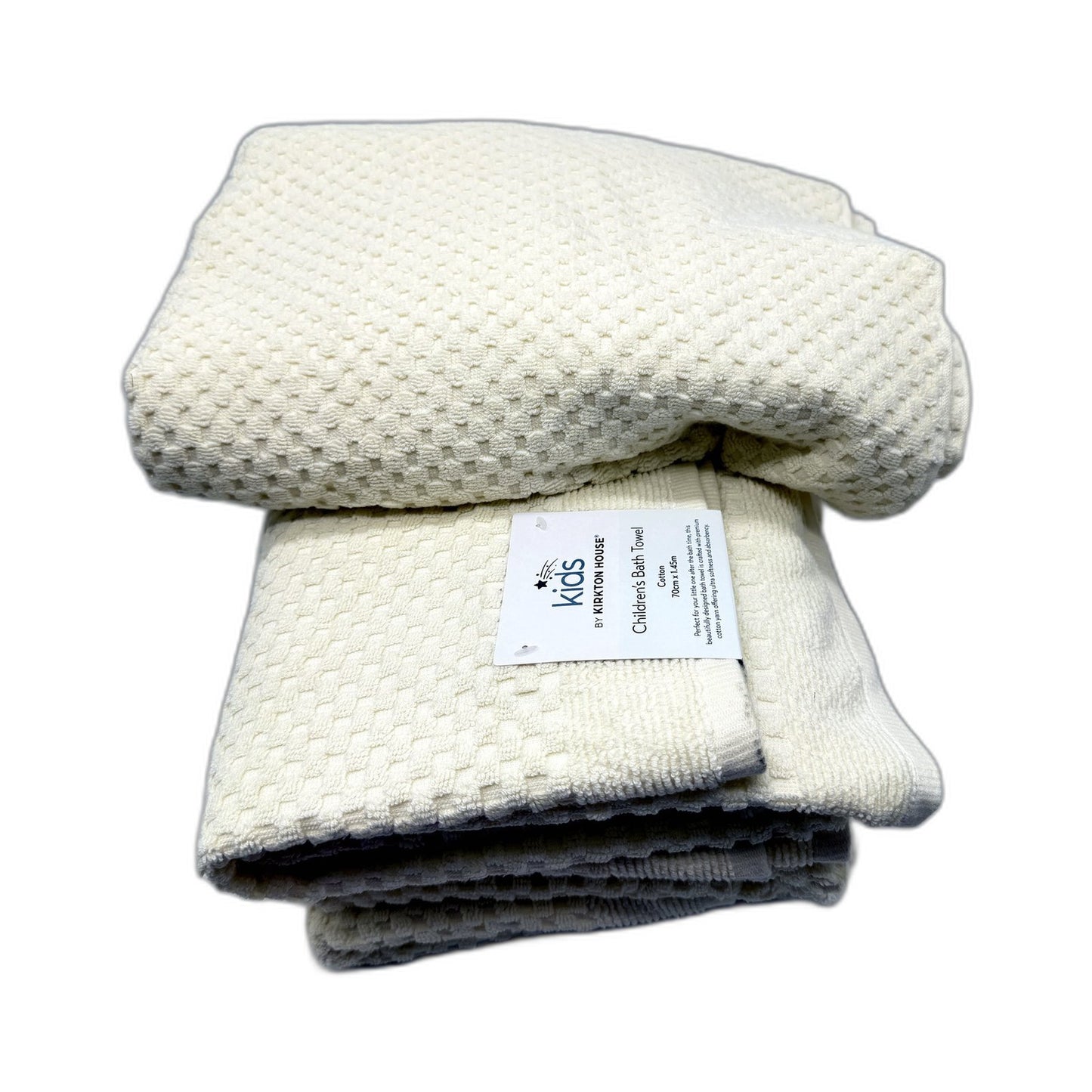 Soft & Absorbent Reversible Cotton Bath Towels Kids Cream 4 Pack NEW