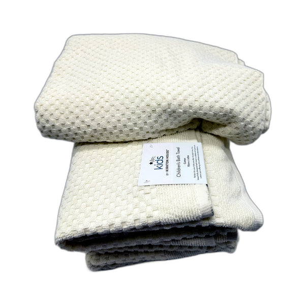 Soft & Absorbent Reversible Cotton Bath Towels Kids Cream 4 Pack NEW