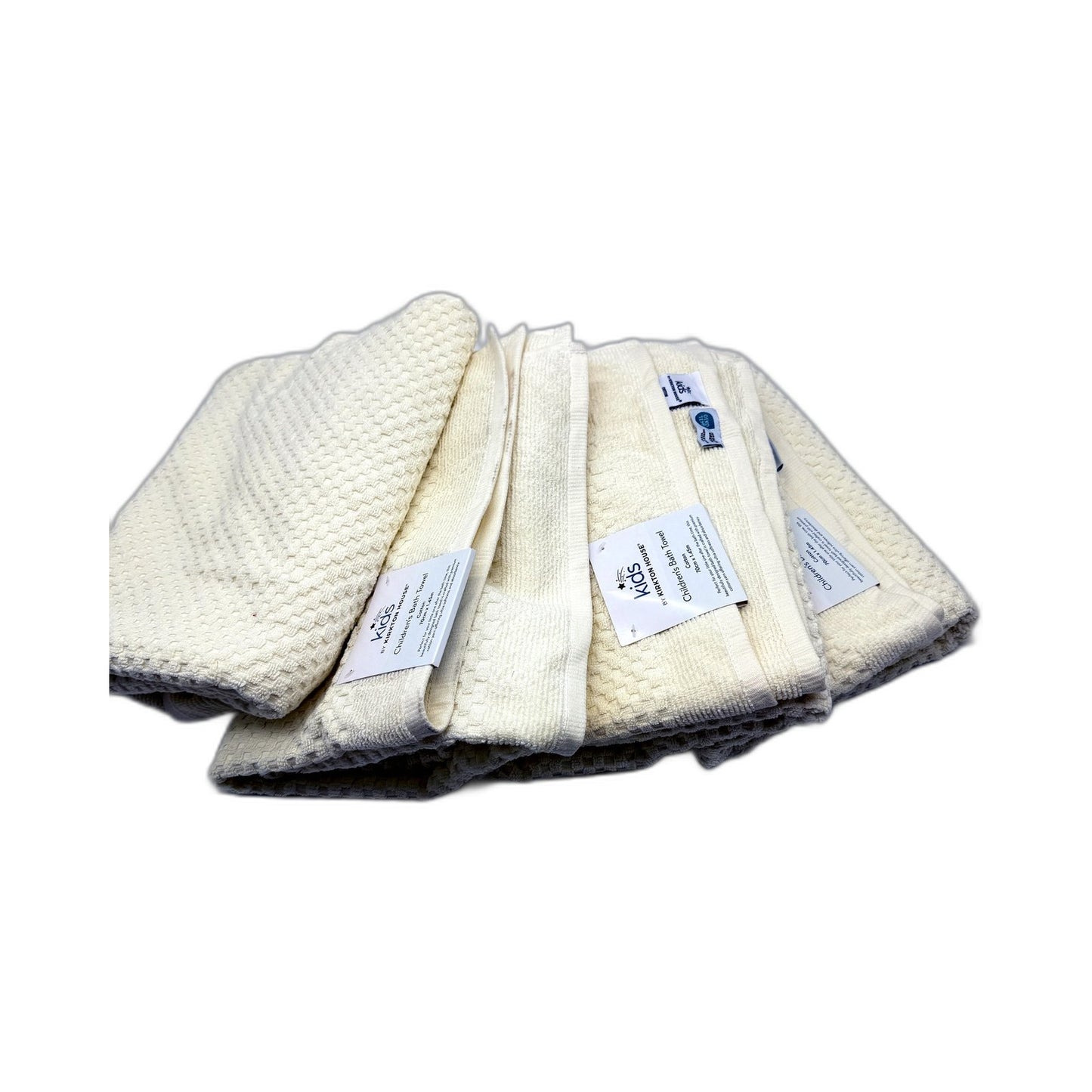 Soft & Absorbent Reversible Cotton Bath Towels Kids Cream 4 Pack NEW