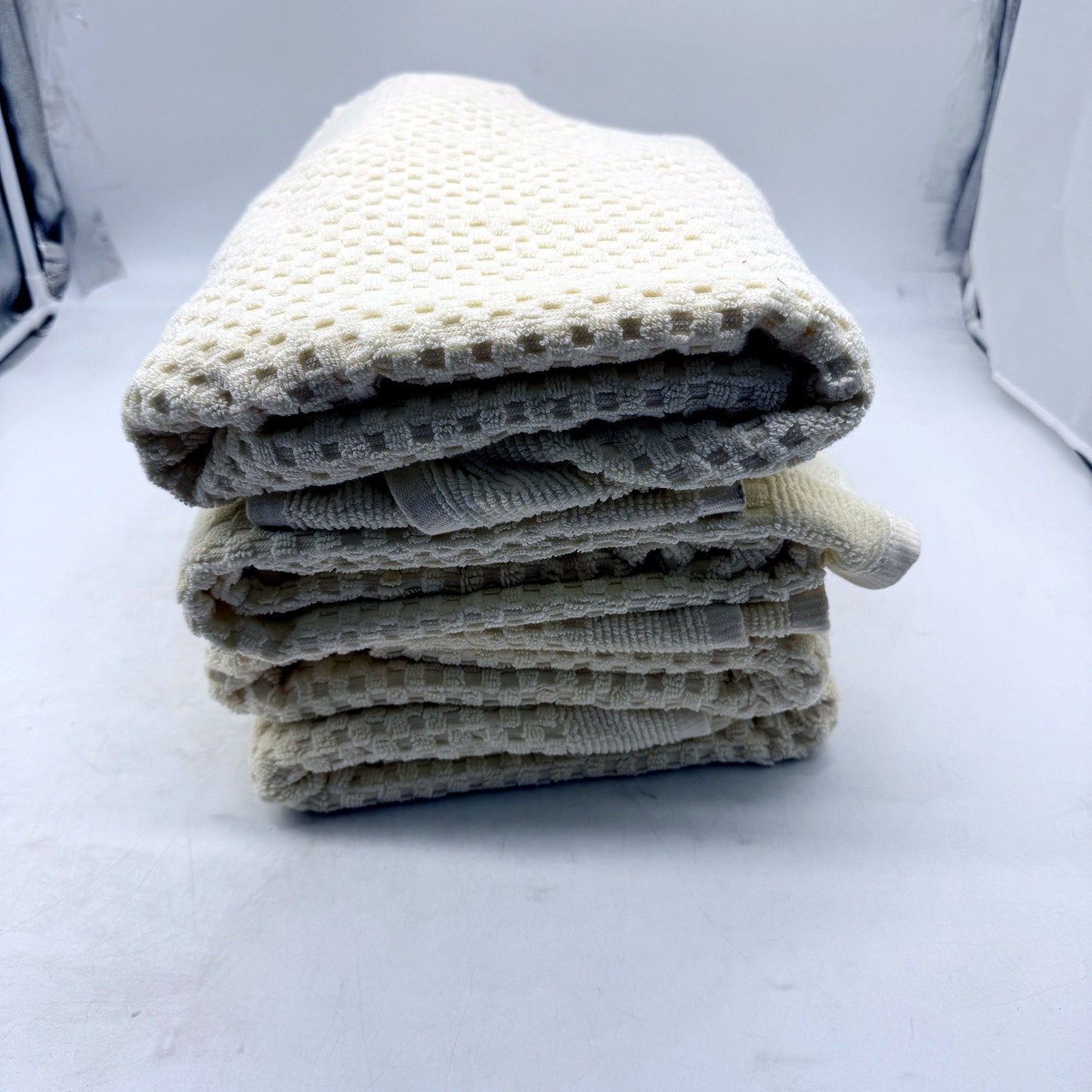 Soft & Absorbent Reversible Cotton Bath Towels Kids Cream 4 Pack NEW