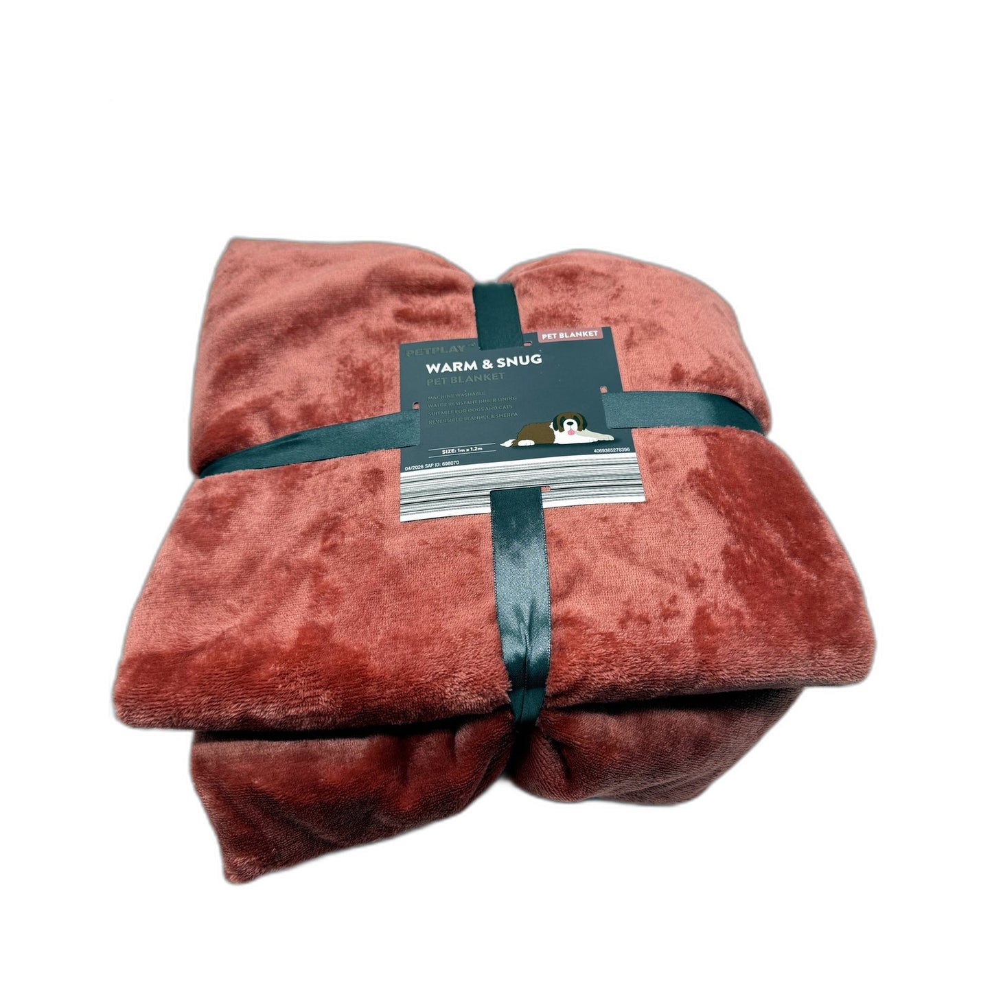 Warm & Snug Reversible Rose Pink Pet Blanket Flannel Sherpa Fleece 1m x 1.2m NEW