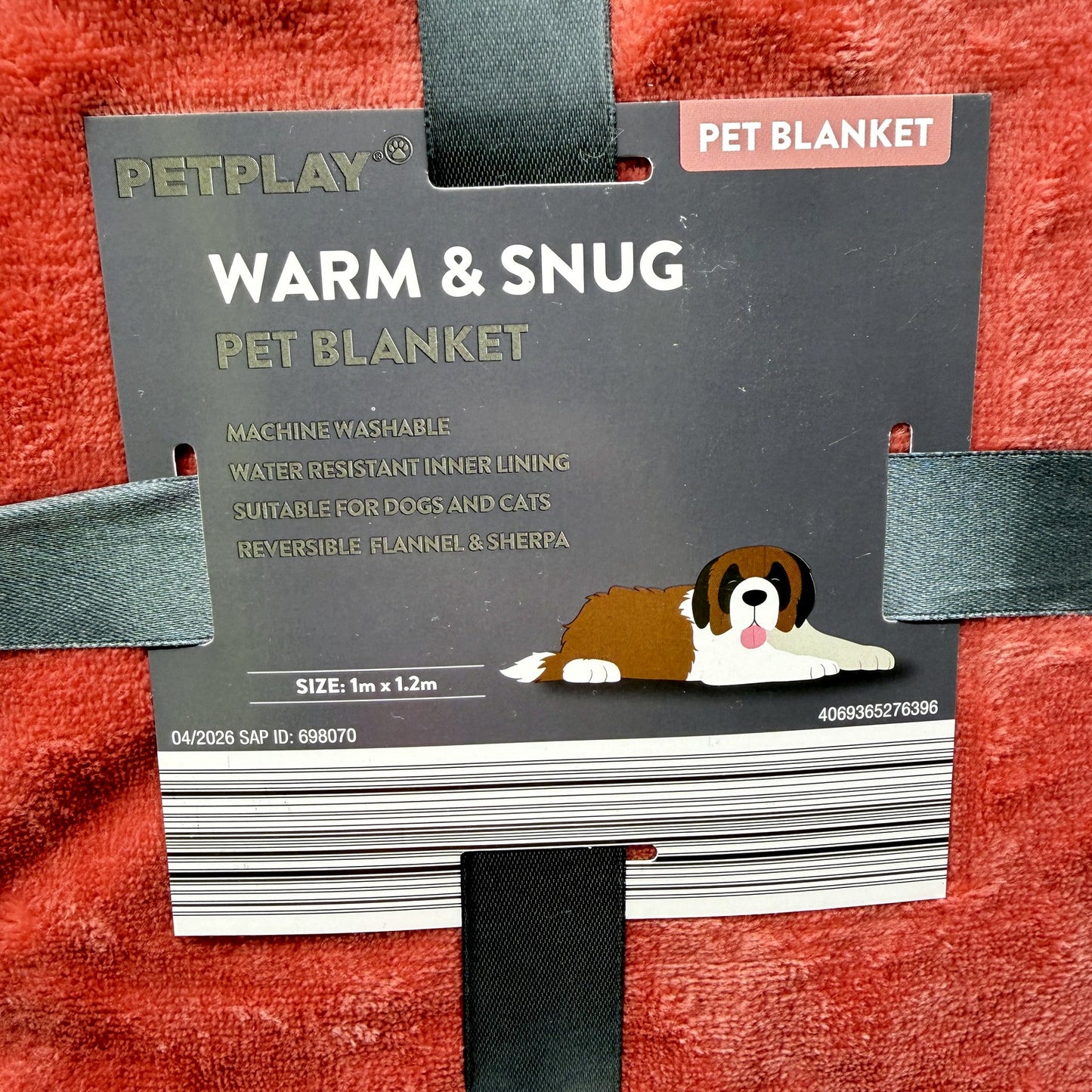 Warm & Snug Reversible Rose Pink Pet Blanket Flannel Sherpa Fleece 1m x 1.2m NEW