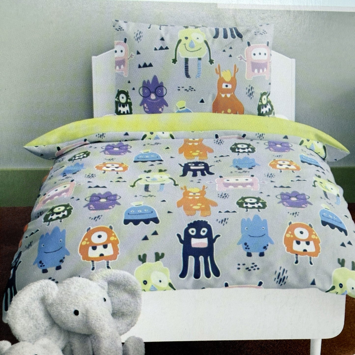 Kids Cotton Glow in the Dark Quilt Cover Set Alien Multi Color Single Bed NEW