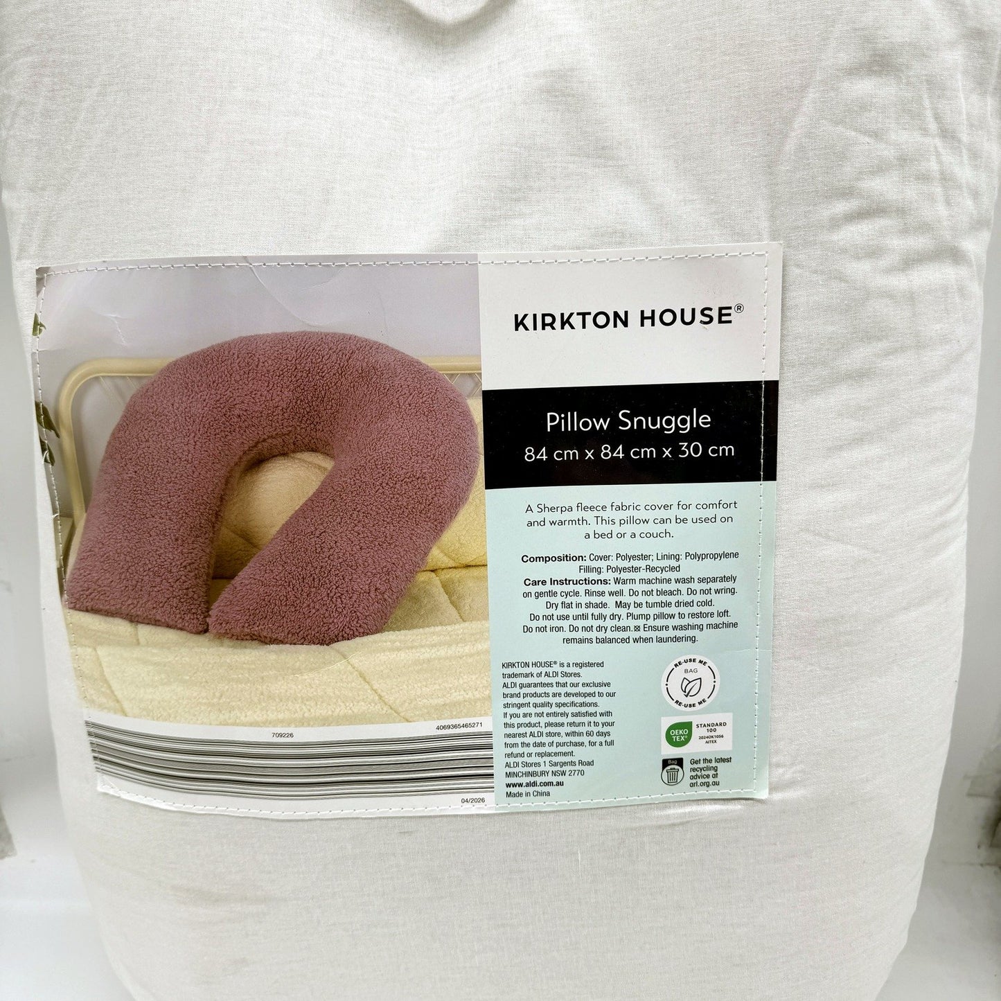 Pink Sherpa Fleece Snuggle Pillow Soft Cozy Comfort U Shaped Bed Cushion NEW