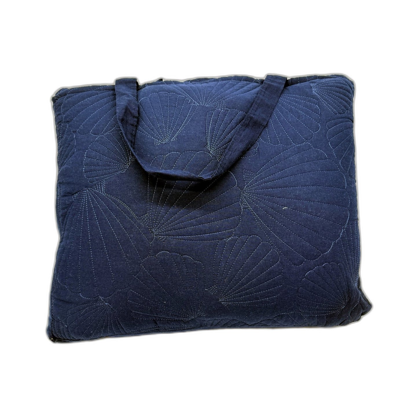 Quilted Coverlet Set Navy Blue Shell Design Cotton Bedding Fits Queen/King NEW