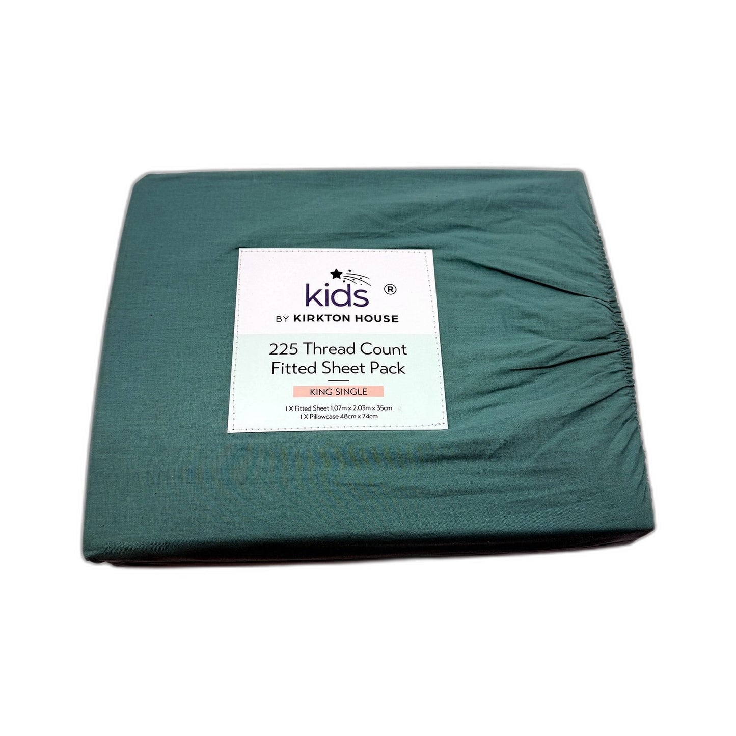 Easy Wash Green 225TC 100% Cotton Fitted Sheet Pack Kids for King Single Bed NEW