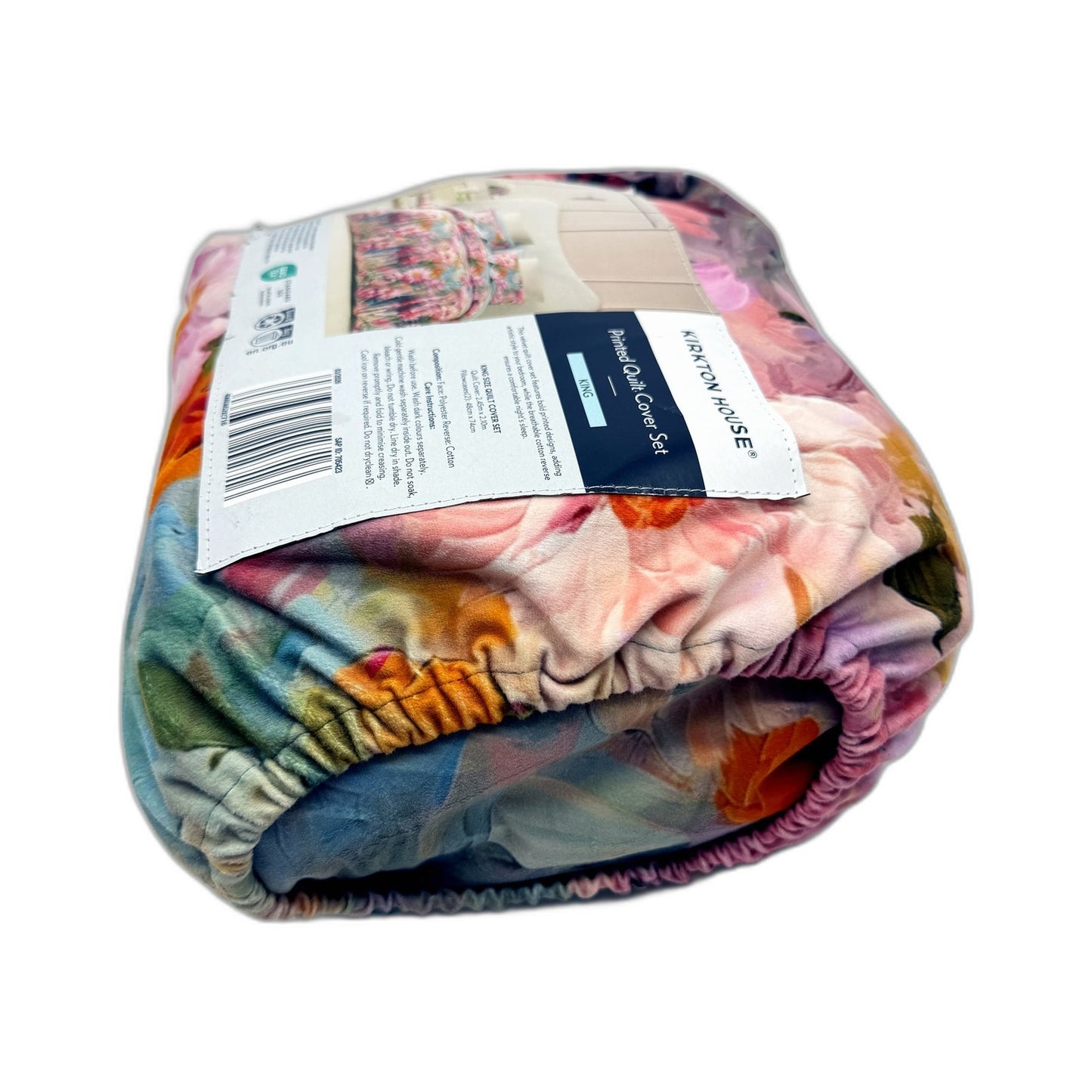 Velvet Soft Feel Floral Printed Quilt Cover Set Incl Pillowcases King Size NEW