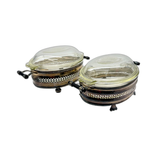 VINTAGE Pyrex Glass Bakeware Metal Stand Serving Set With Baking Dishes AUS MADE