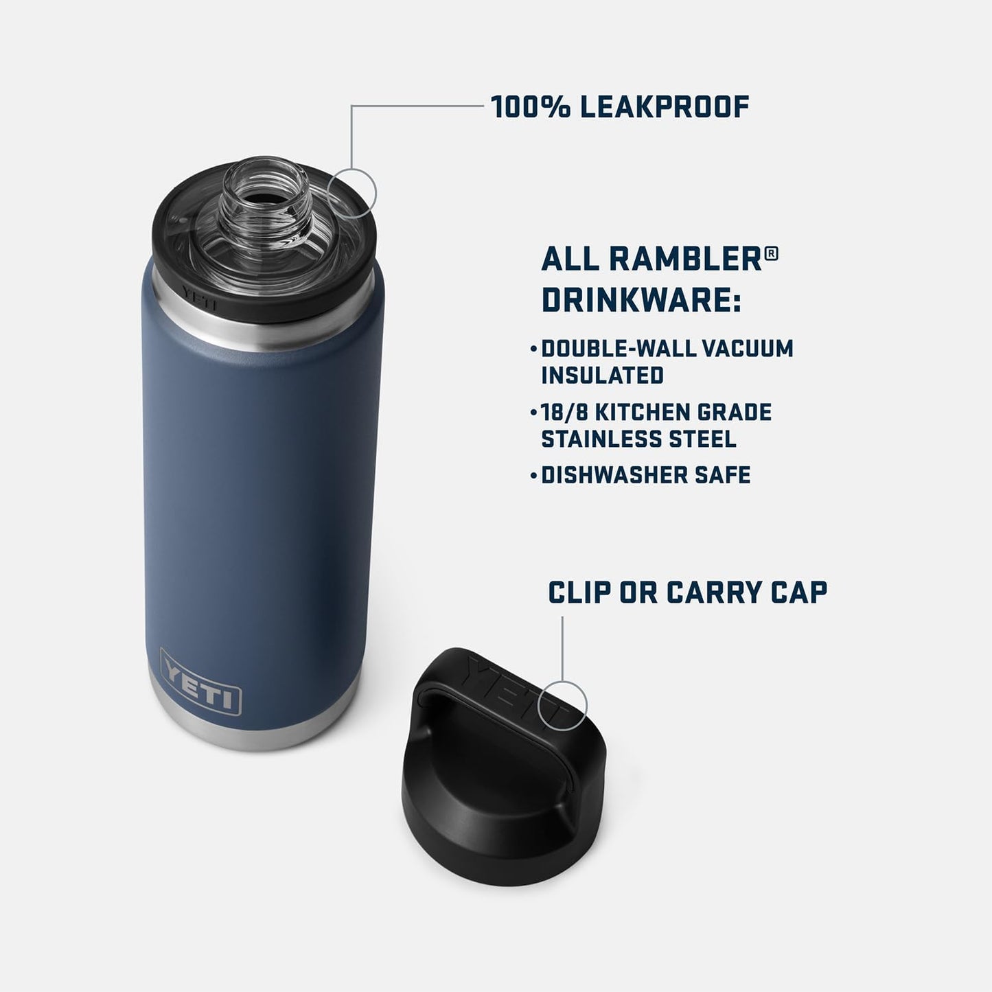 YETI Rambler 26 oz Vacuum Insulated Stainless Steel Sports Water Bottle NEW