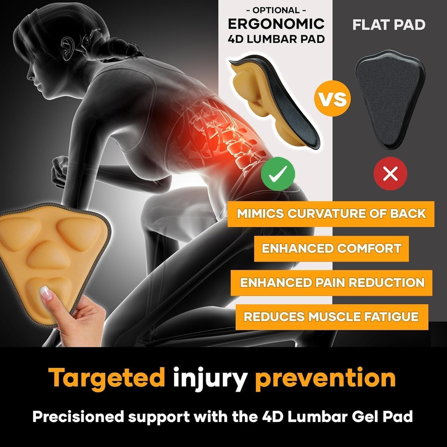MEDiBrace Lumbar Support Brace with Ergonomic Pad Black Size MED 28" to 34 NEW