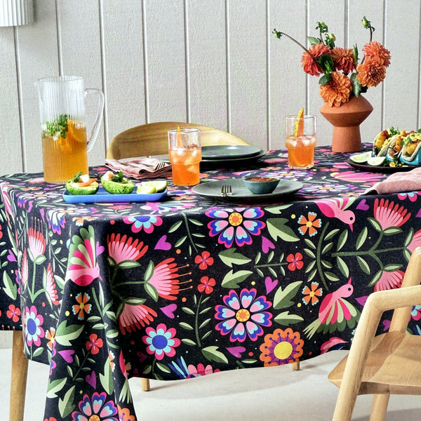Rectangle Floral Vibrant Tablecloth Festive Cotton Blend 150 cm x 220 NEW