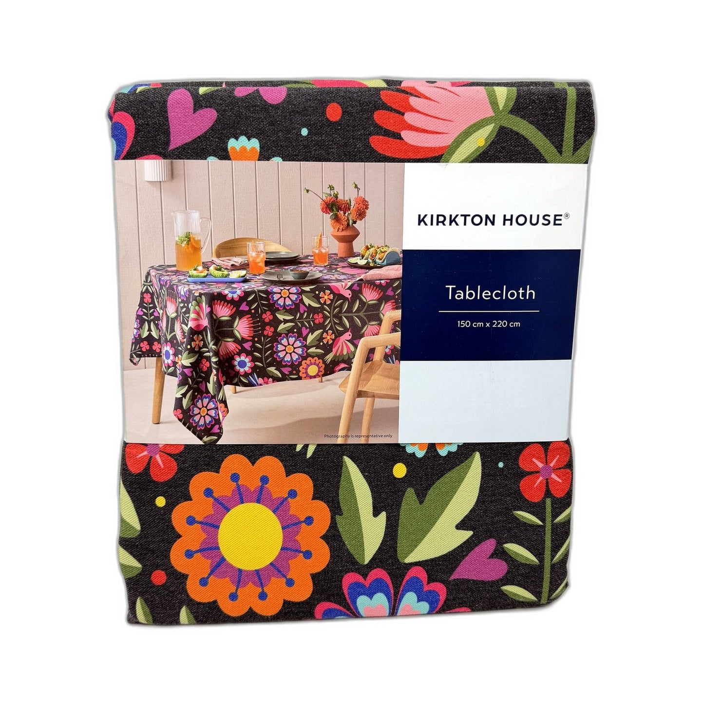 Rectangle Floral Vibrant Tablecloth Festive Cotton Blend 150 cm x 220 NEW