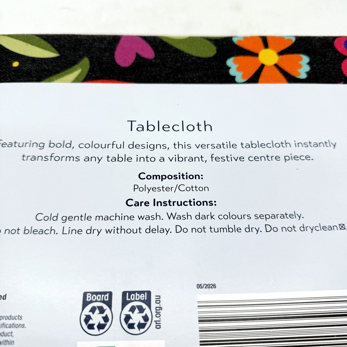Rectangle Floral Vibrant Tablecloth Festive Cotton Blend 150 cm x 220 NEW