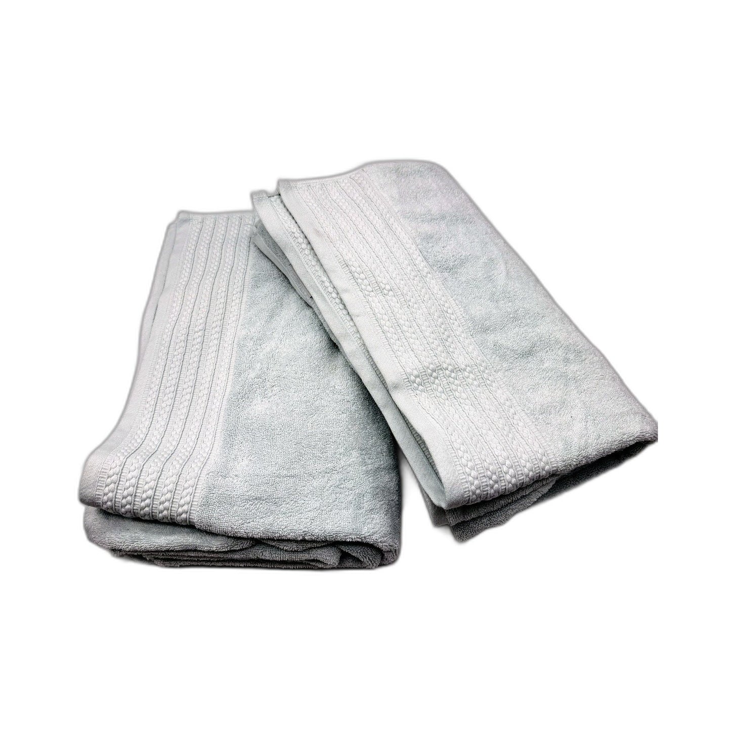 Soft Mint Green Bath Sheets Absorbent Textured Stripe Hem Design 2 Pack NEW