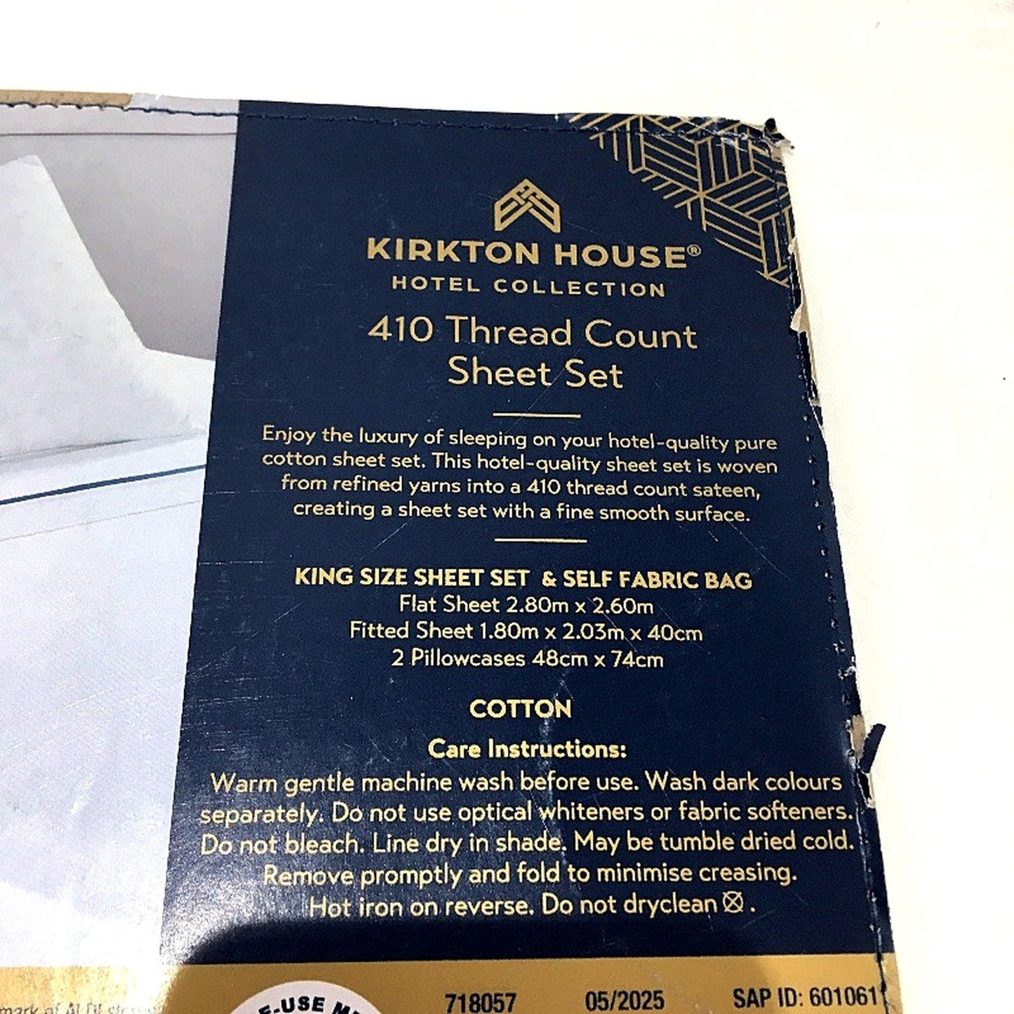 Luxury Bedding Bright White Blue Rim 410 Thread Count Cotton Sheet Set KING NEW