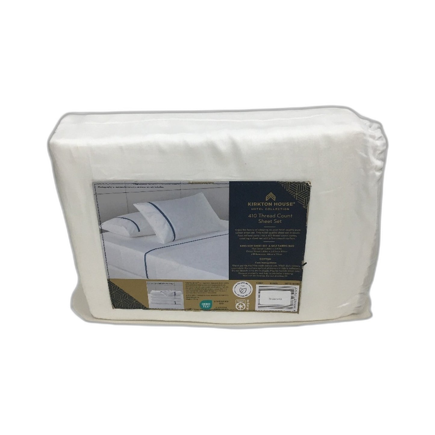 Luxury Bedding Bright White Blue Rim 410 Thread Count Cotton Sheet Set KING NEW