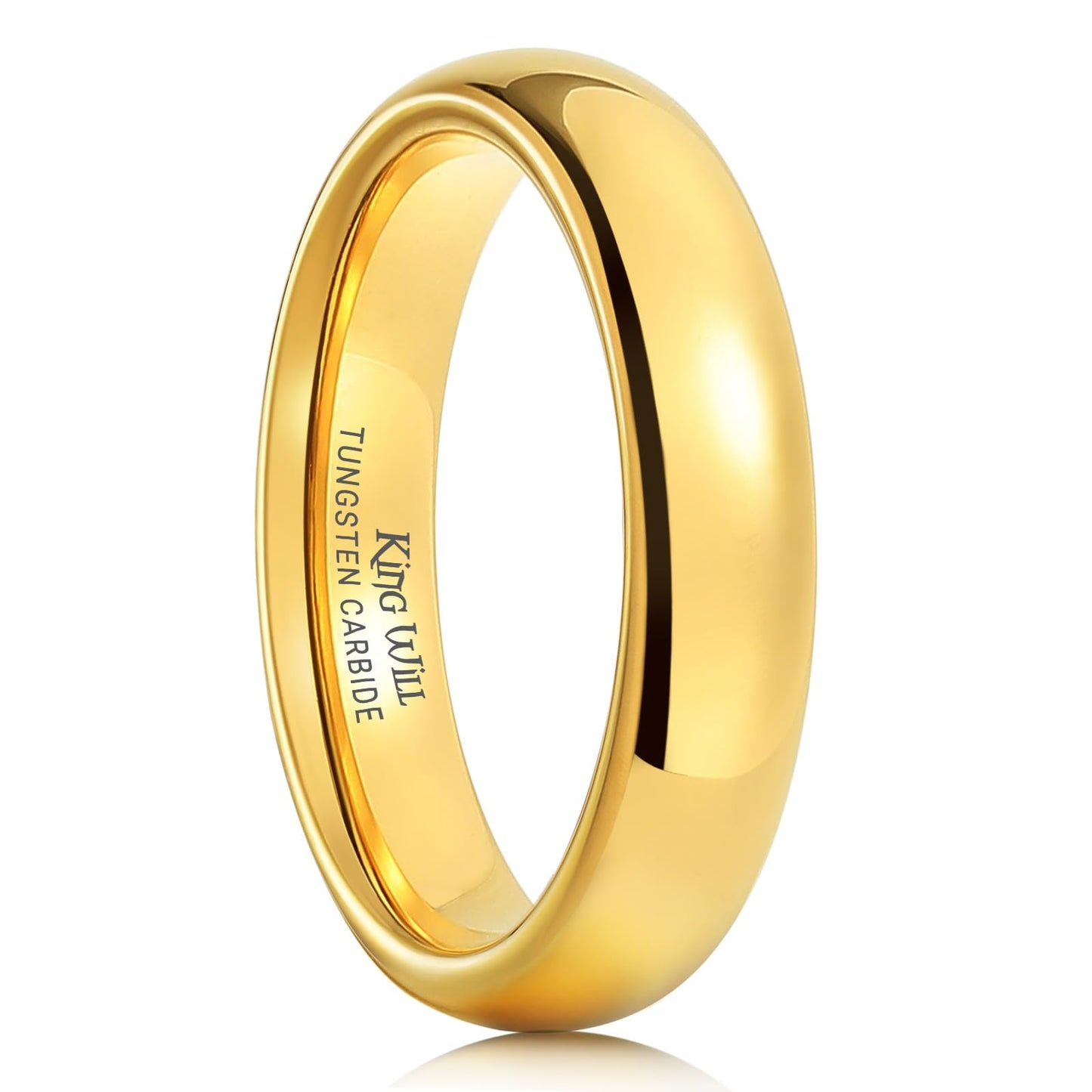 King Will 4mm Polished Tungsten Carbide GPlated Wedding Ring Unisex Size 9 NEW