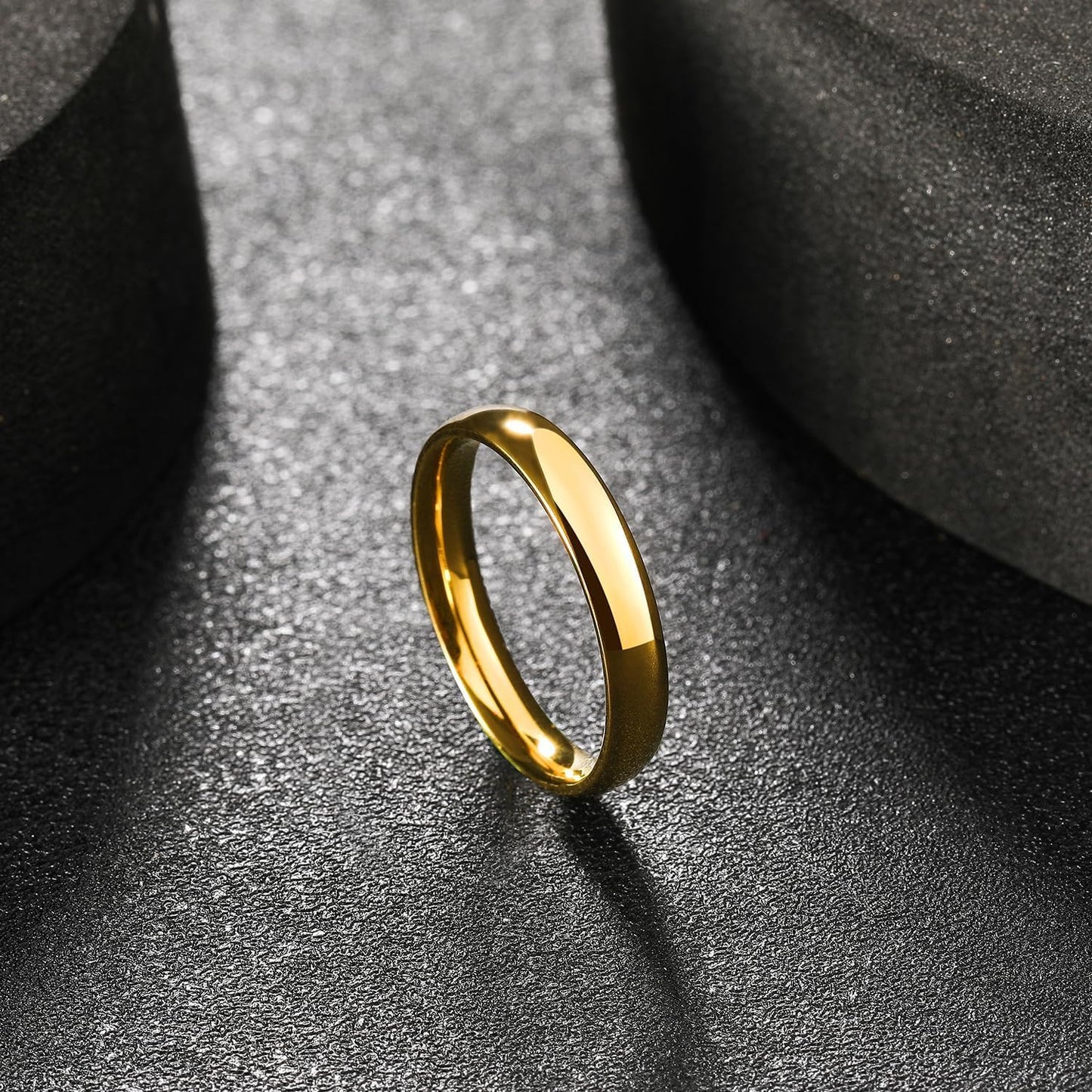King Will 4mm Polished Tungsten Carbide GPlated Wedding Ring Unisex Size 9 NEW
