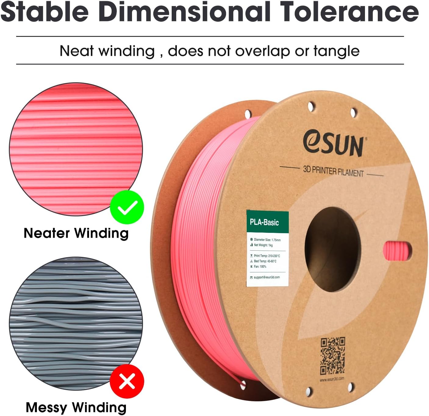 eSUN Premium PLA 3D Printer Filament, Dimensional Accuracy, Pink Color NEW