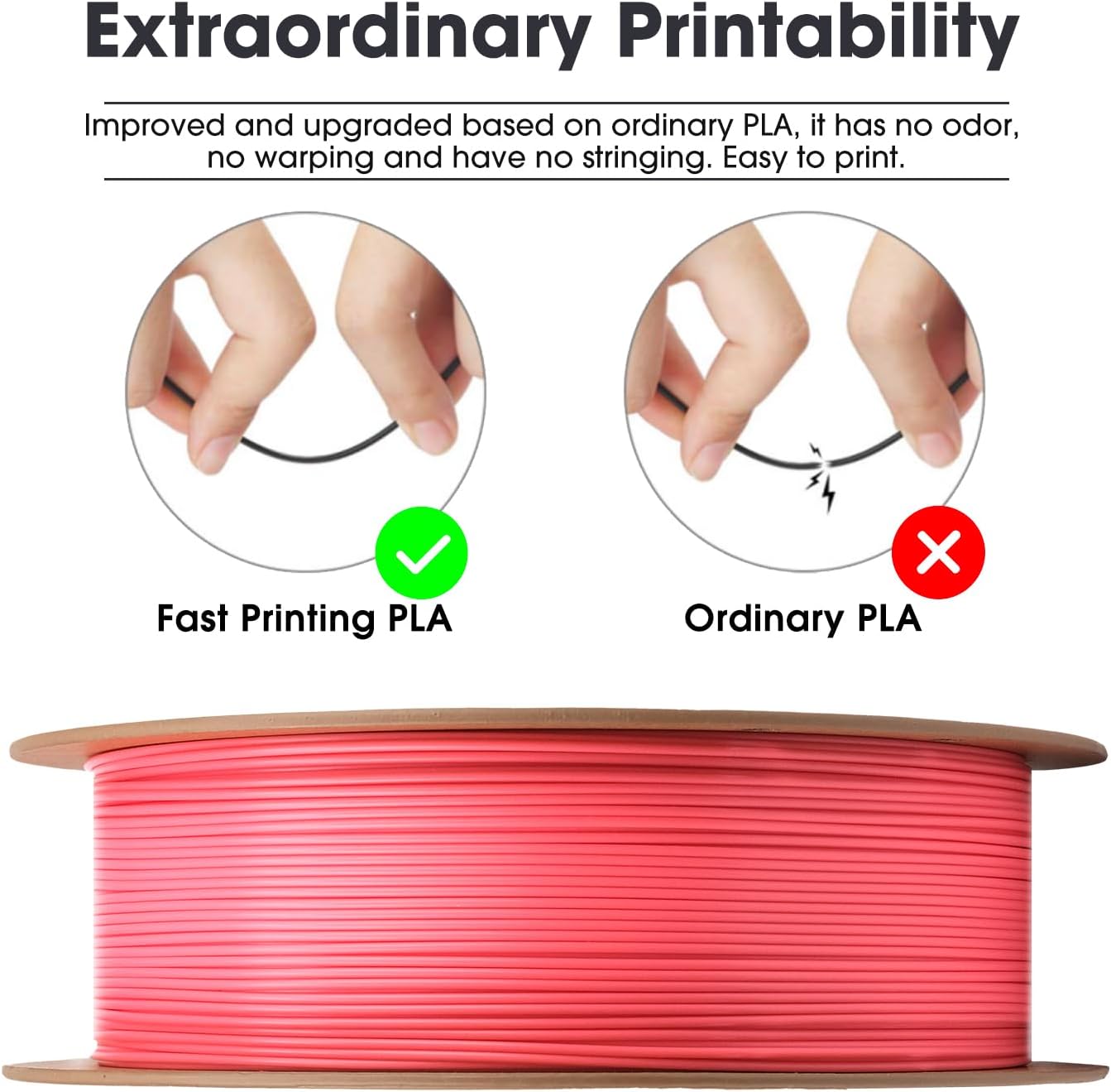 eSUN Premium PLA 3D Printer Filament, Dimensional Accuracy, Pink Color NEW