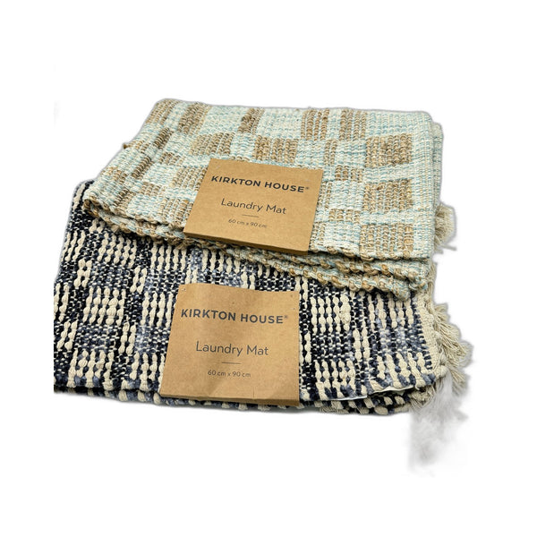 Sturdy & Practical Aqua & Navy Coloured Raw Textured Laundry Matts NEW