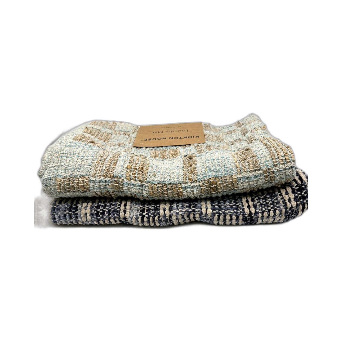 Sturdy & Practical Aqua & Navy Coloured Raw Textured Laundry Matts NEW