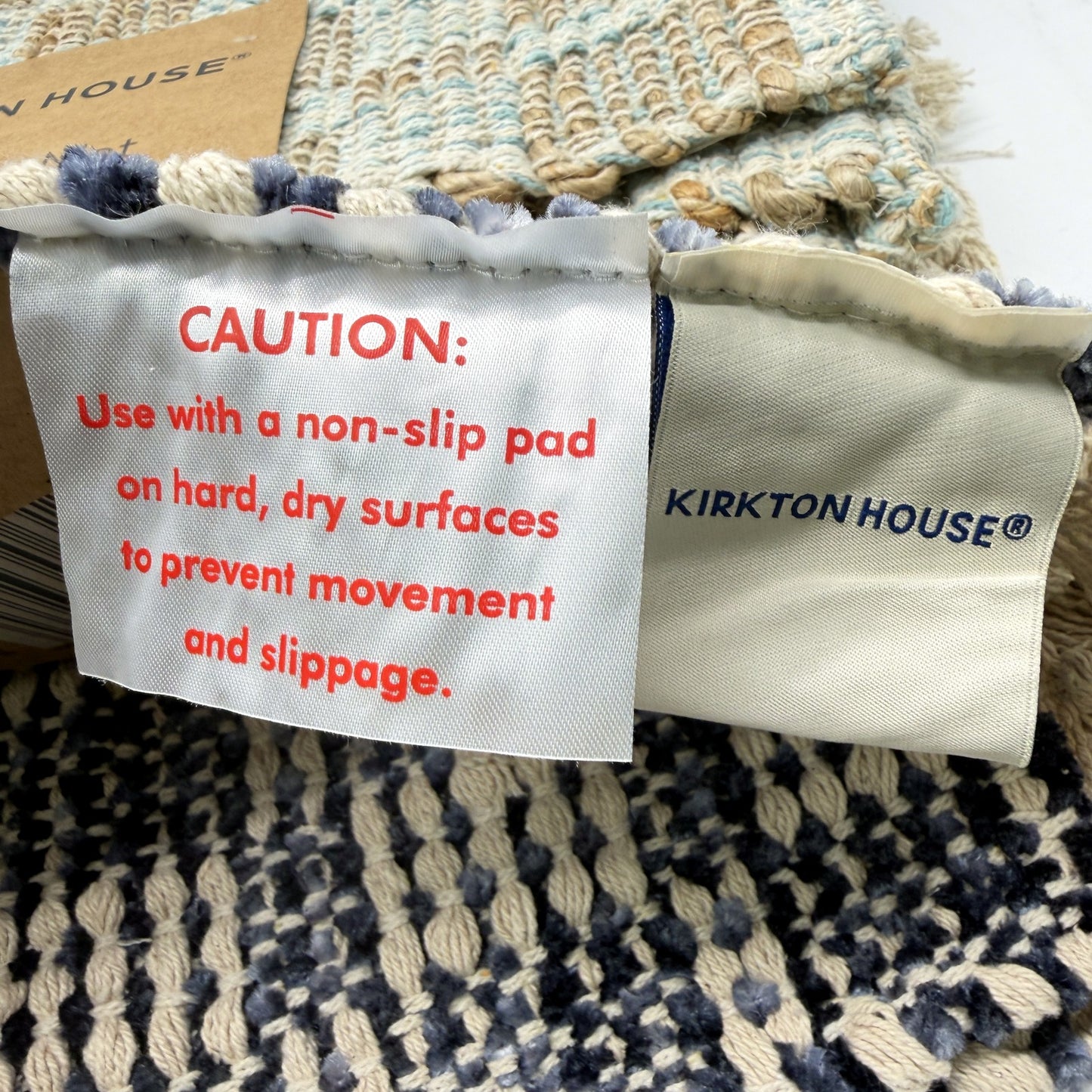 Sturdy & Practical Aqua & Navy Coloured Raw Textured Laundry Matts NEW