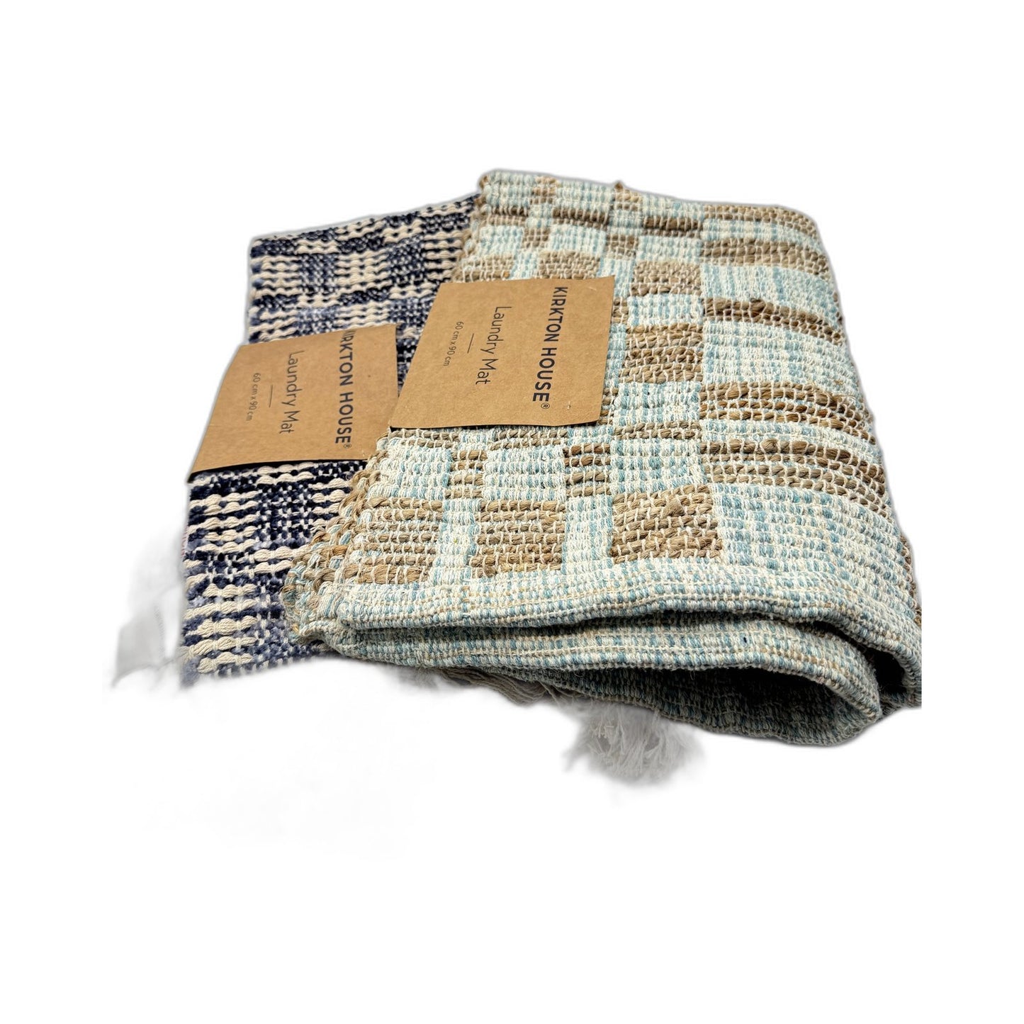 Sturdy & Practical Aqua & Navy Coloured Raw Textured Laundry Matts NEW