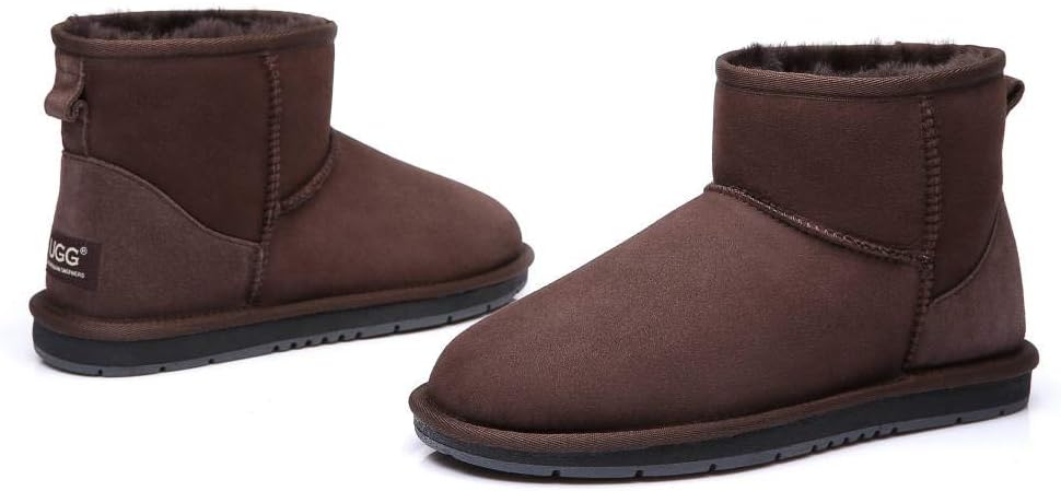 UGG Oz SHEPHERD Unisex Sheepskin Ankle Boots Chocolate Size Mens 9 Ladies 11 NEW