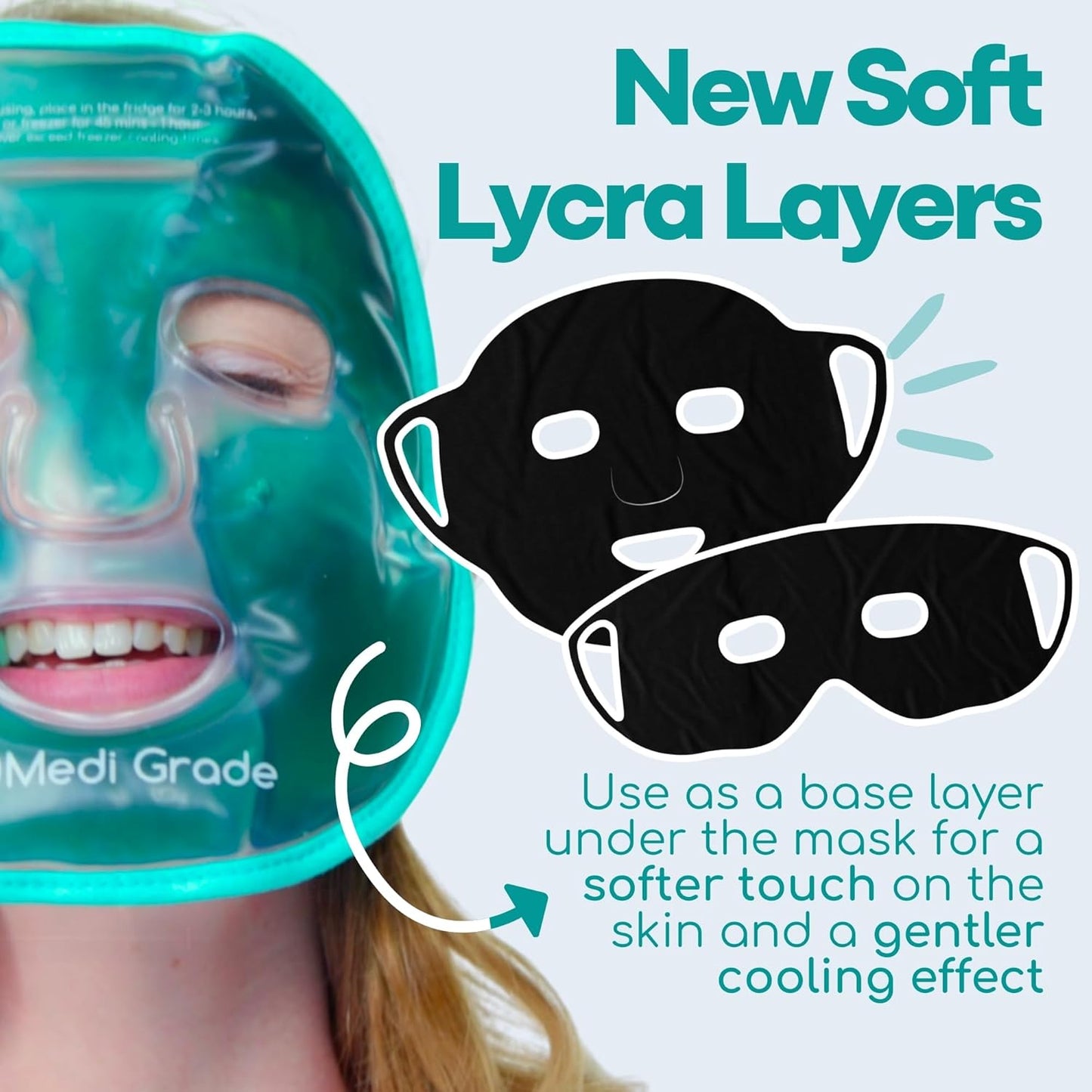 Medi Grade Cooling Face Mask Set Puffy Eyes Insulated Thermo-bag 1 Count NEW