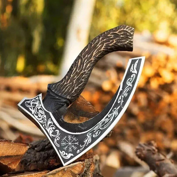 LIFAFA Heavy Duty Kitchen Axe with Olive Wood Handle Pizza Cutter & Sheath NEW