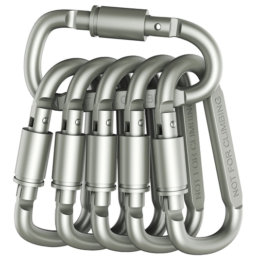 Outmate Aluminum Men's D-Ring Locking Carabiners Pack of 6 Lightweight NEW