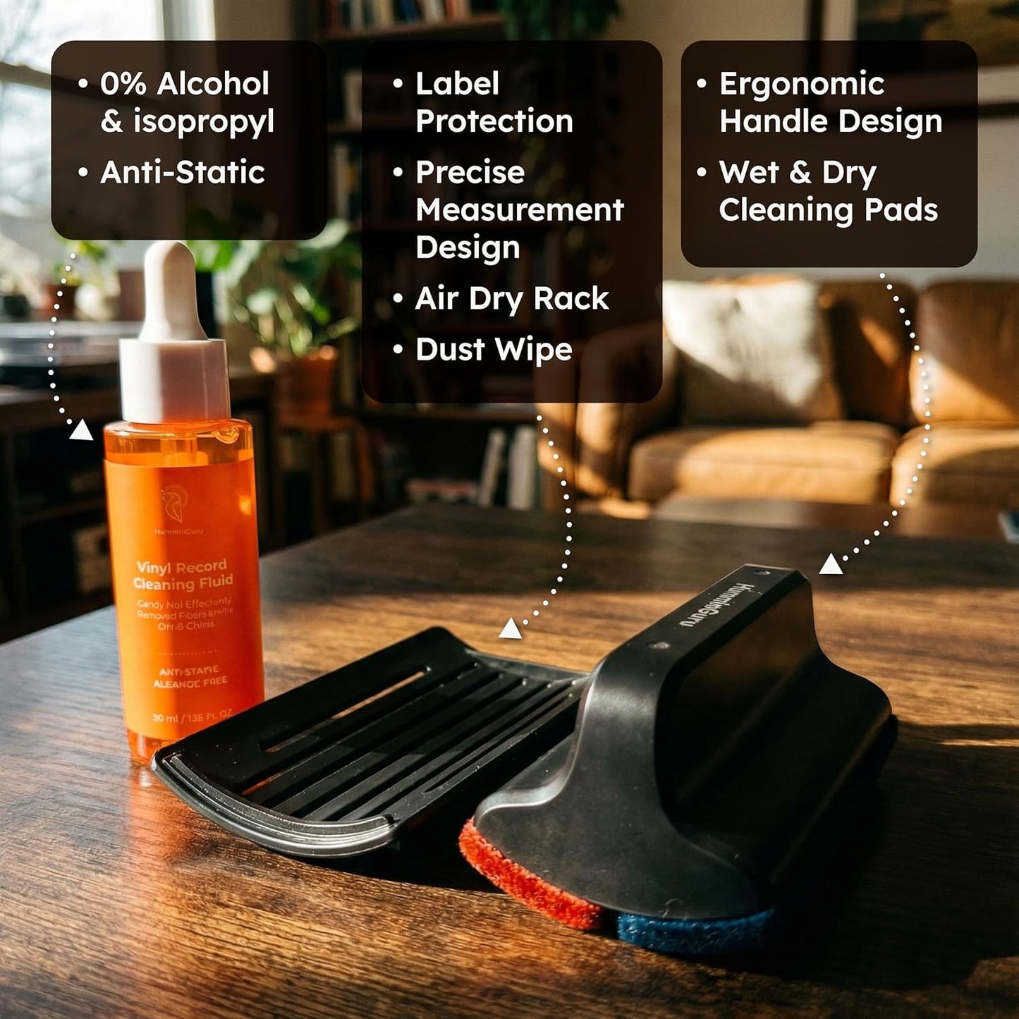 HumminGuru Vinyl Record Cleaning Kit Anti-Static Cleaner for Turntables NEW
