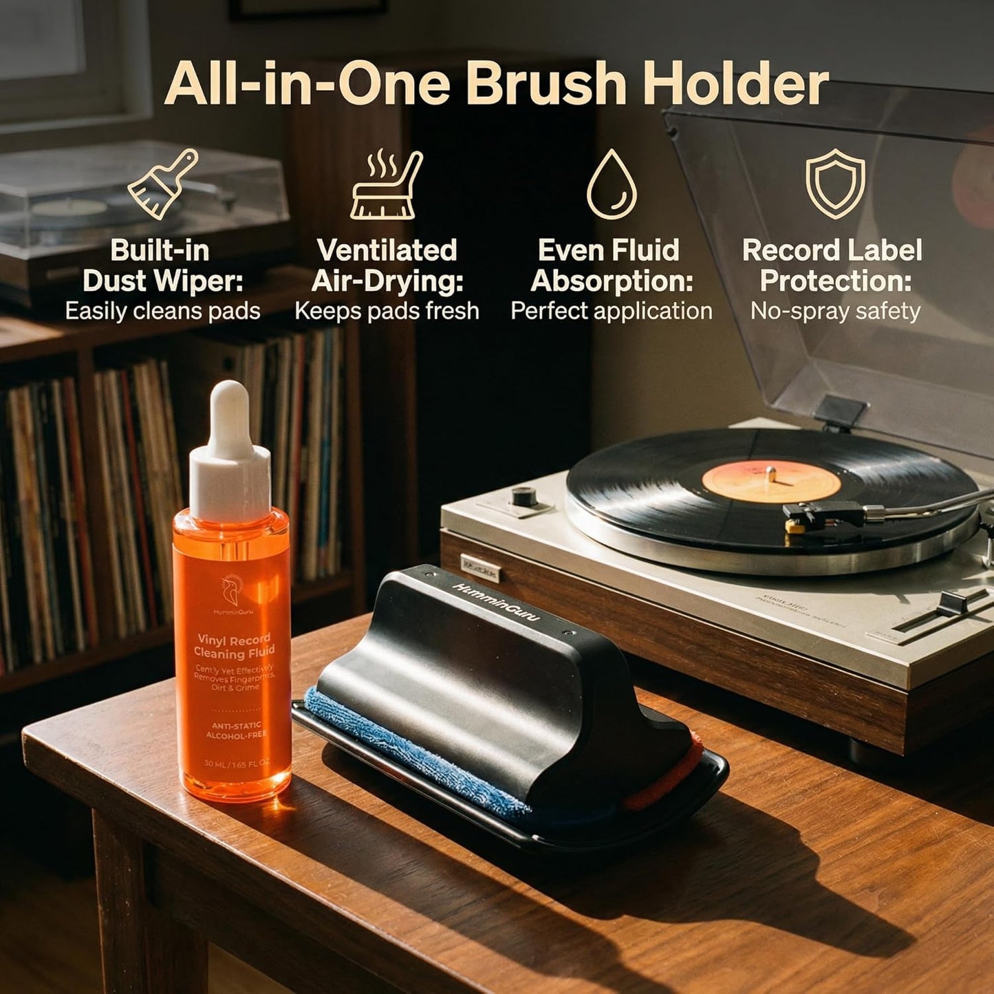 HumminGuru Vinyl Record Cleaning Kit Anti-Static Cleaner for Turntables NEW
