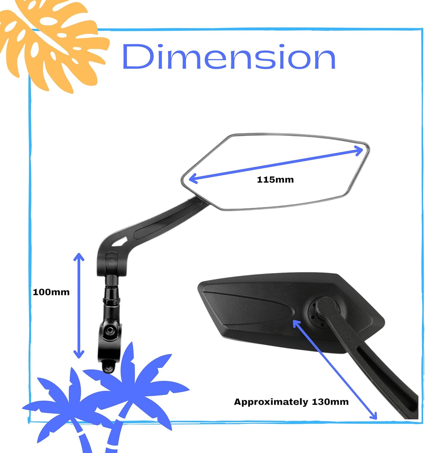 AOPETSCI Adjustable 360° Rear View Bike Mirrors, Universal Fit, Black NEW