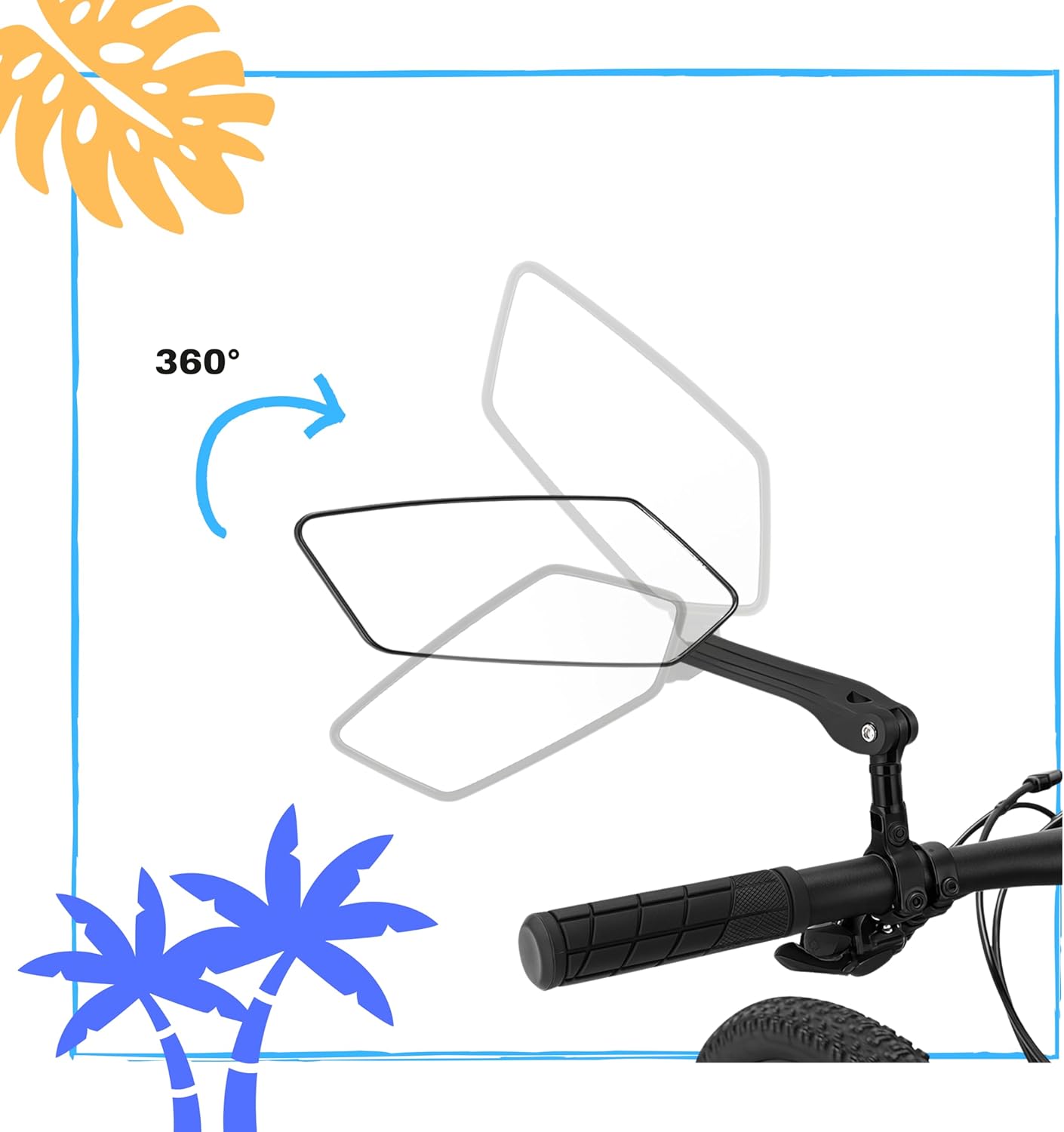 AOPETSCI Adjustable 360° Rear View Bike Mirrors, Universal Fit, Black NEW